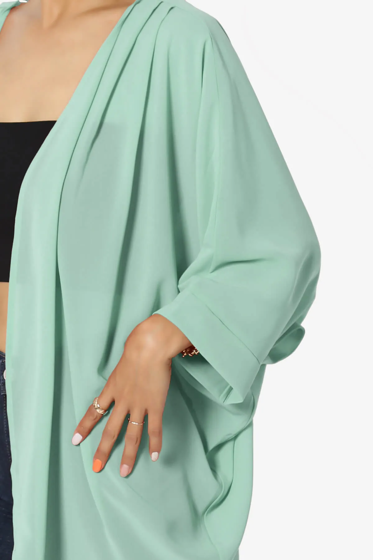 Blivia Pleated Kimono Chiffon Cardigan PLUS