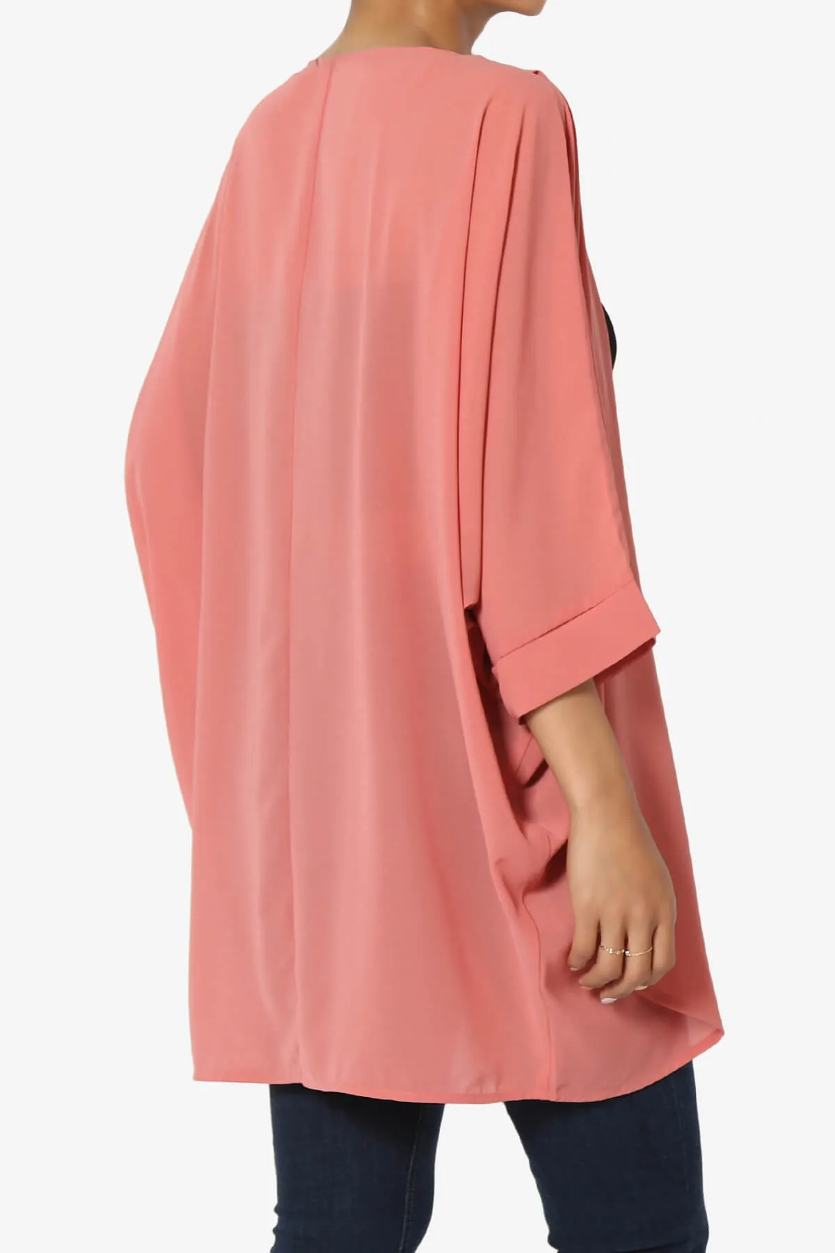 Blivia Pleated Kimono Chiffon Cardigan PLUS