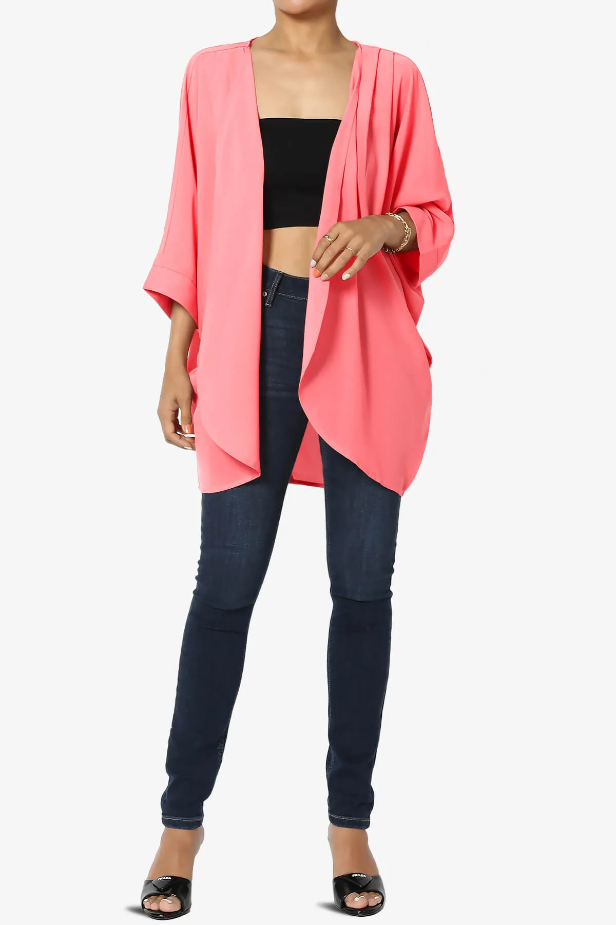Blivia Pleated Kimono Chiffon Cardigan PLUS