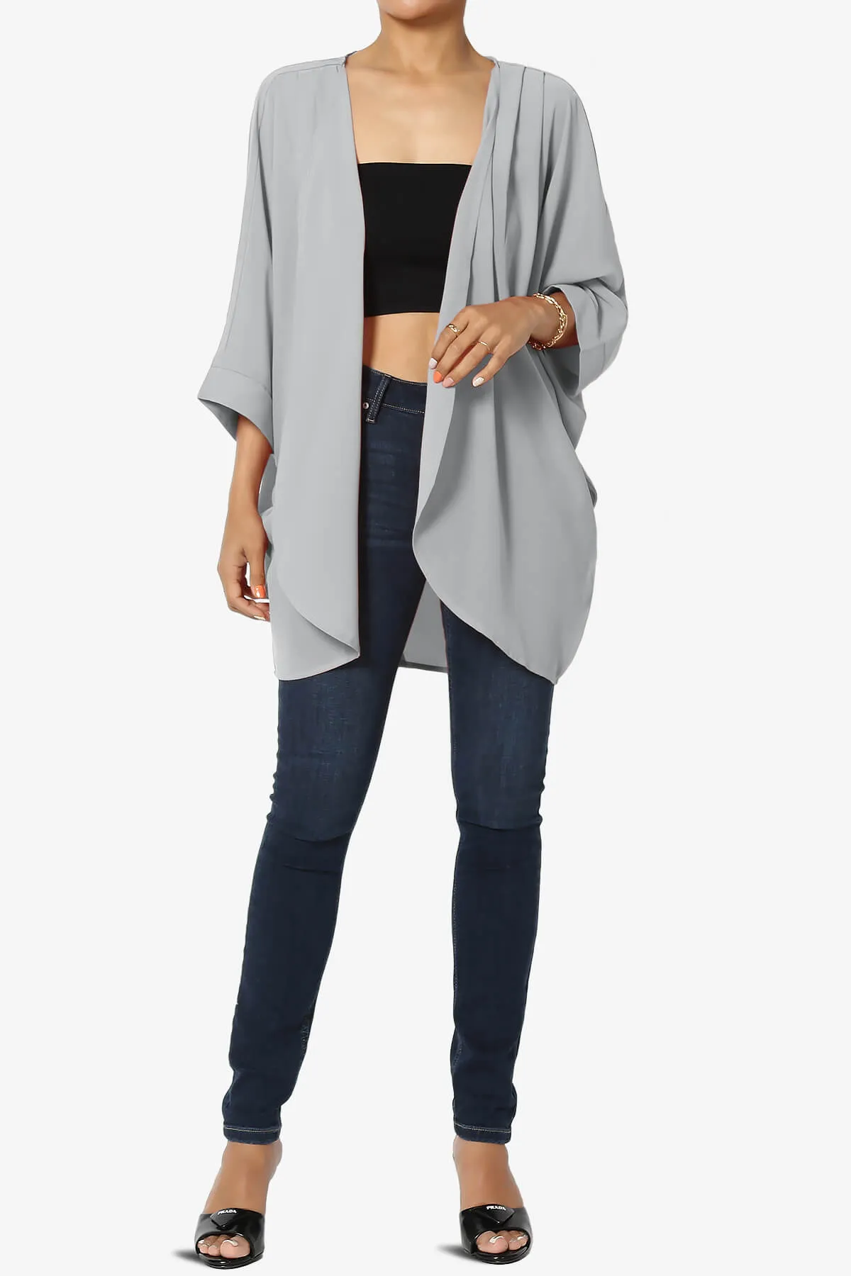 Blivia Pleated Kimono Chiffon Cardigan PLUS