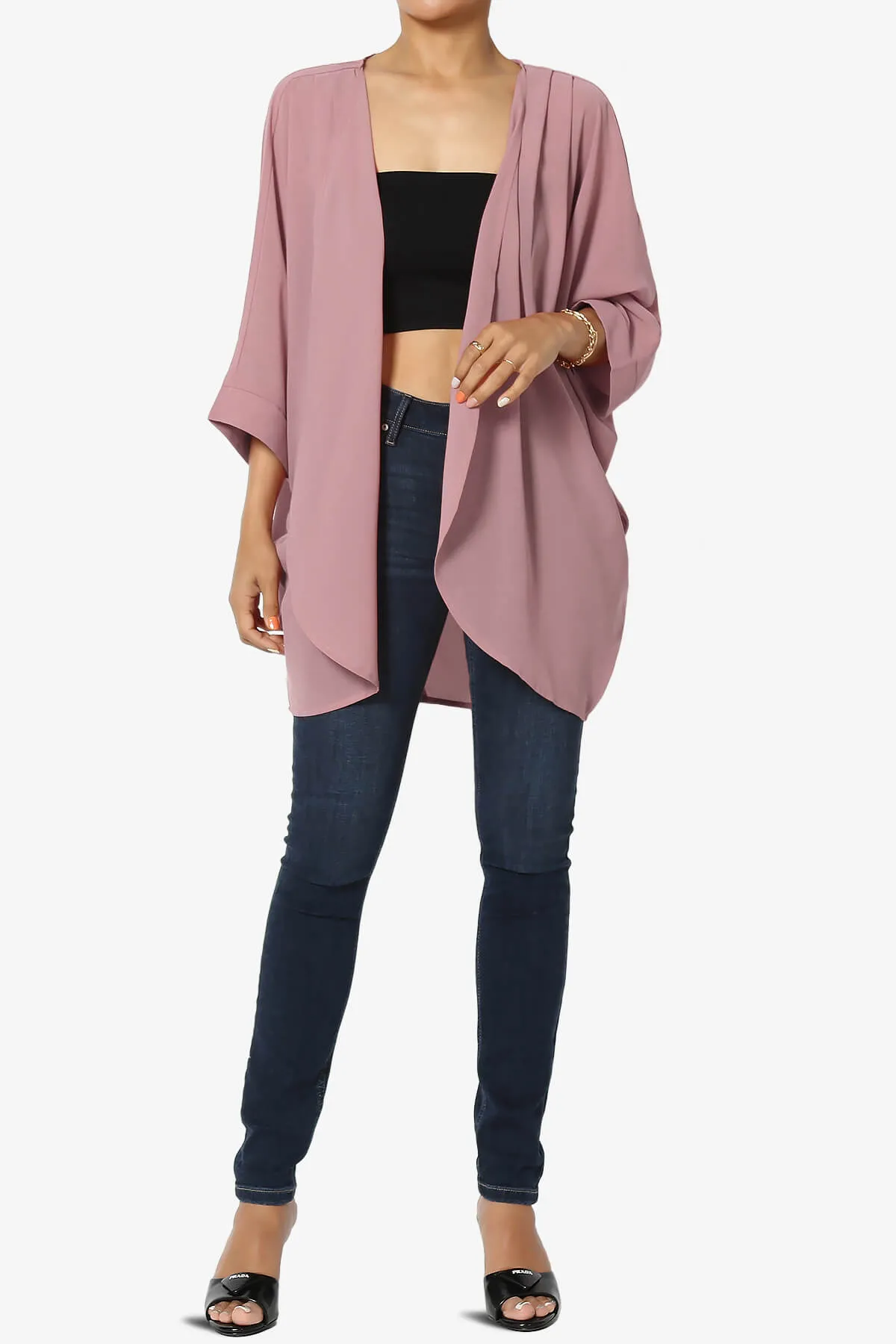 Blivia Pleated Kimono Chiffon Cardigan PLUS
