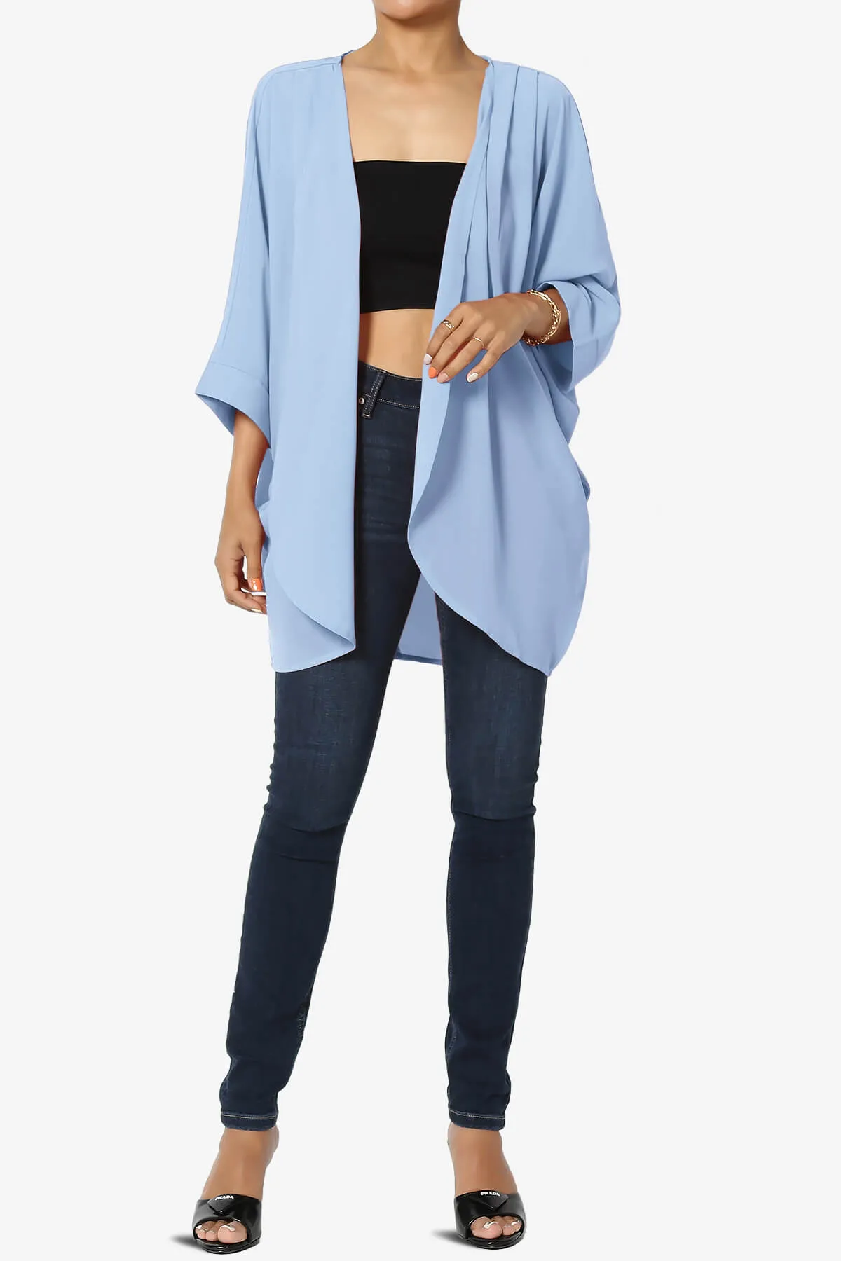 Blivia Pleated Kimono Chiffon Cardigan PLUS