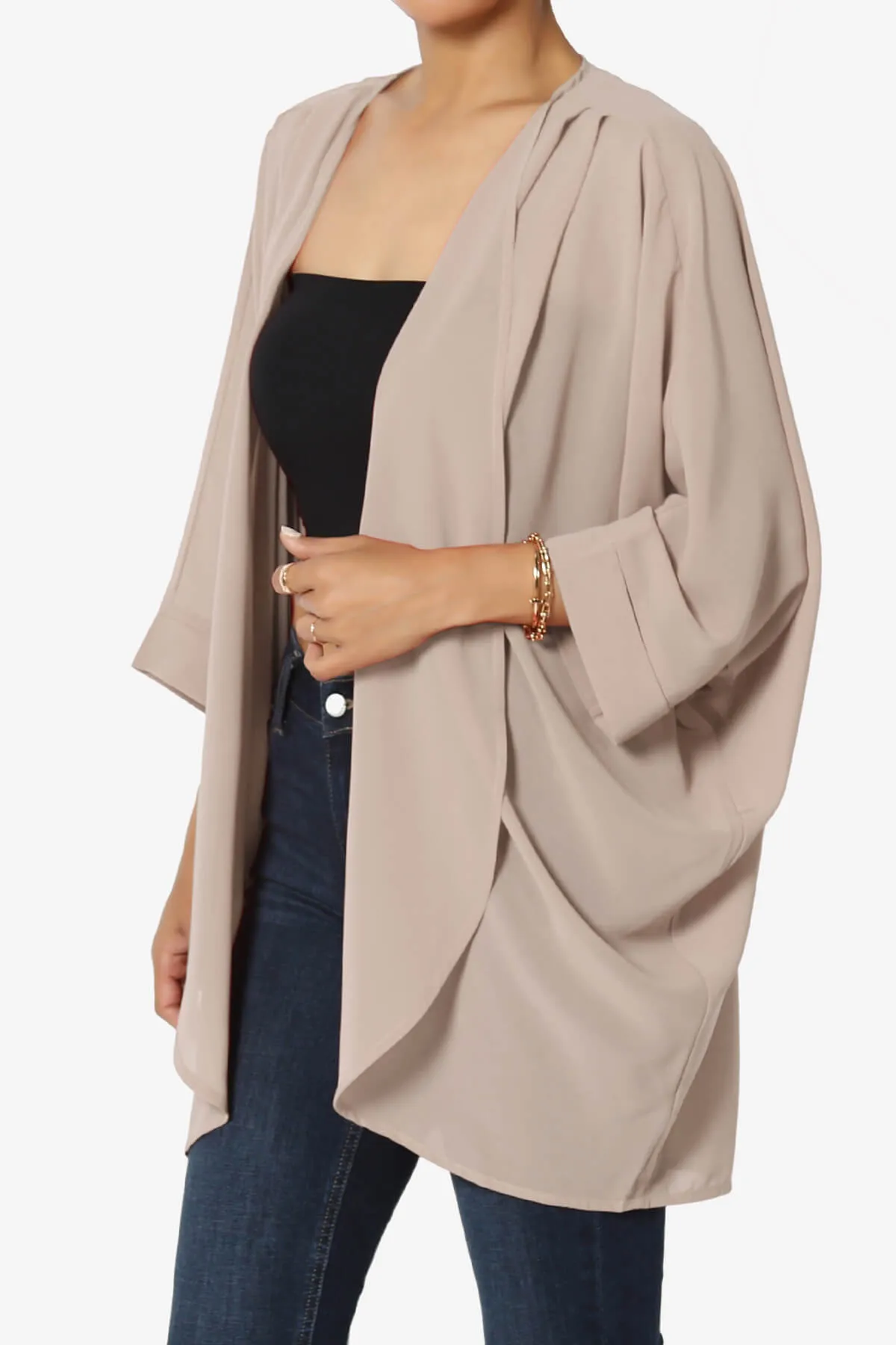 Blivia Pleated Kimono Chiffon Cardigan PLUS