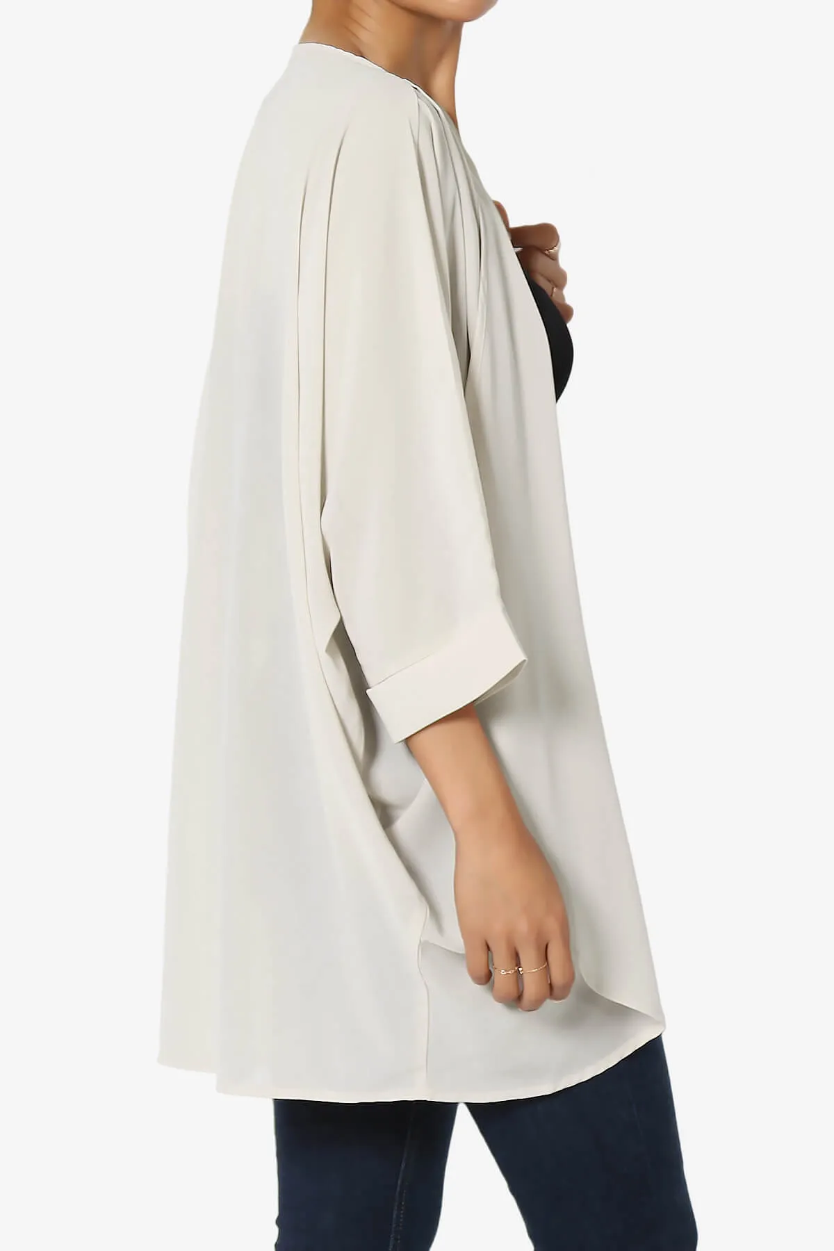 Blivia Pleated Kimono Chiffon Cardigan PLUS