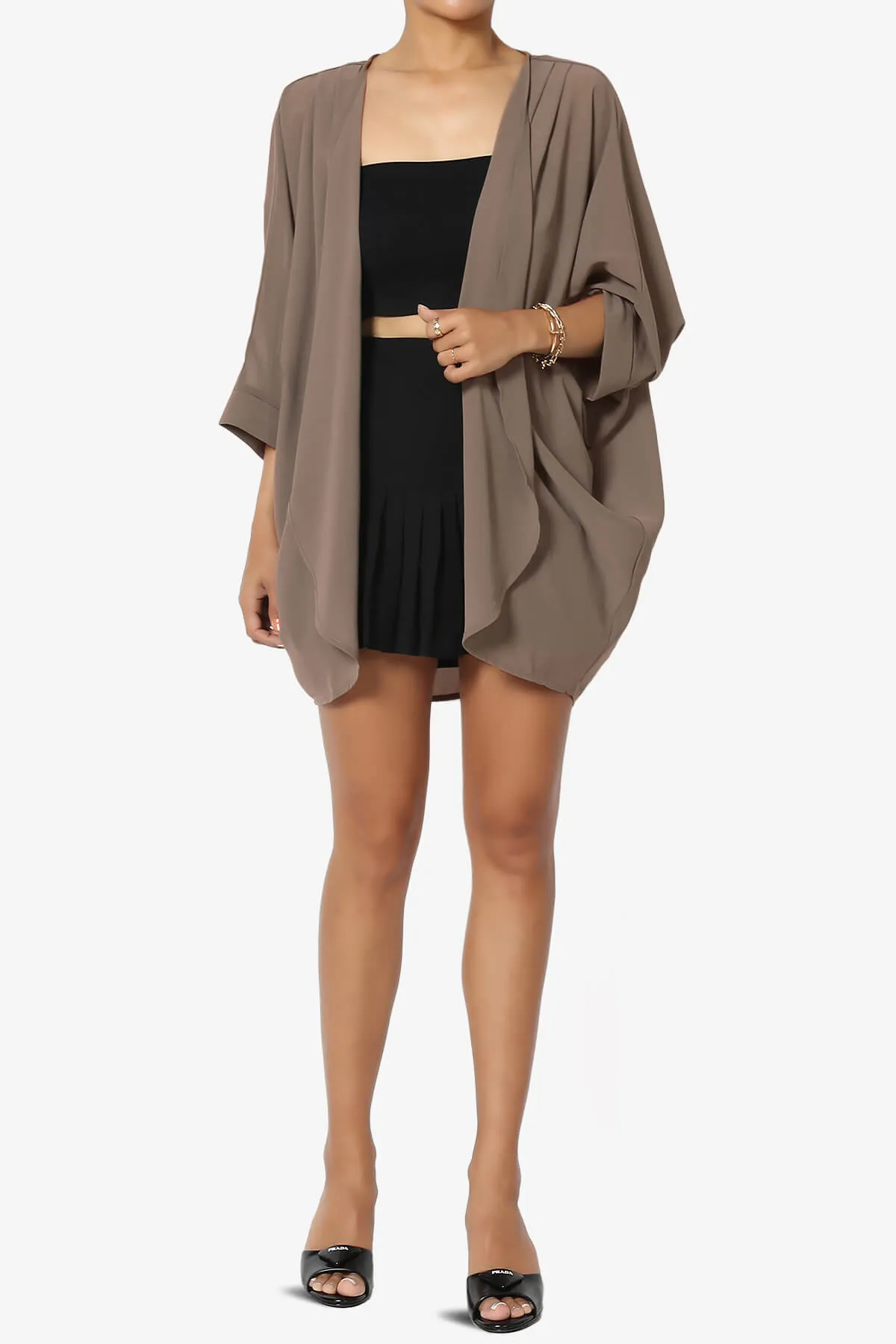 Blivia Pleated Kimono Chiffon Cardigan PLUS