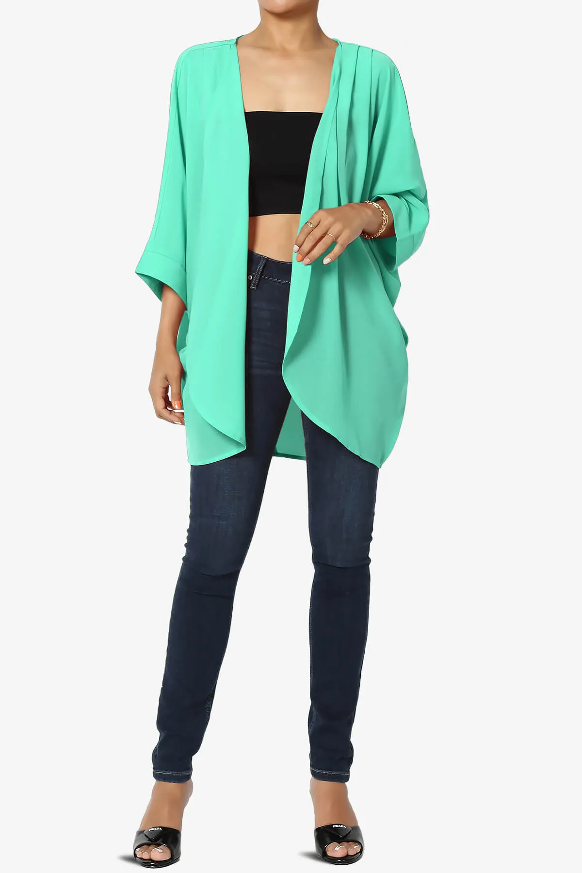 Blivia Pleated Kimono Chiffon Cardigan PLUS