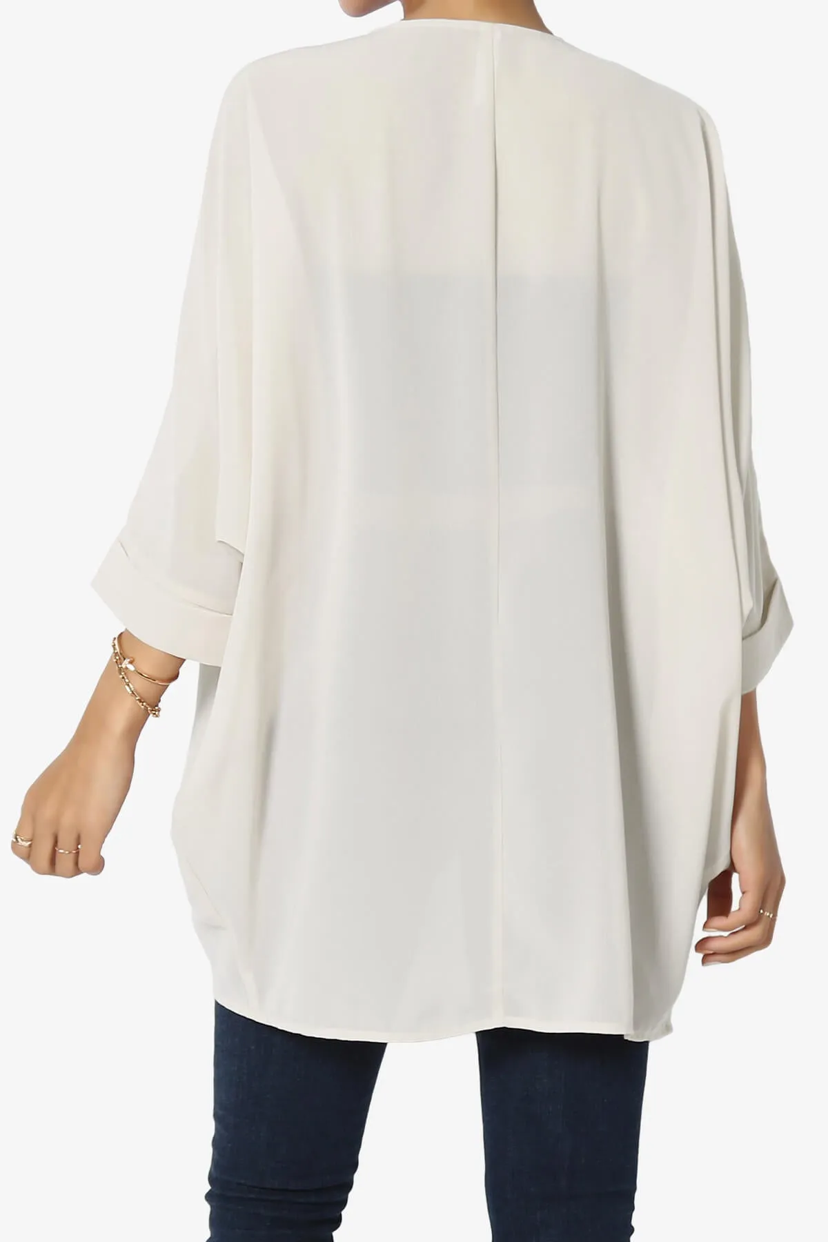 Blivia Pleated Kimono Chiffon Cardigan PLUS