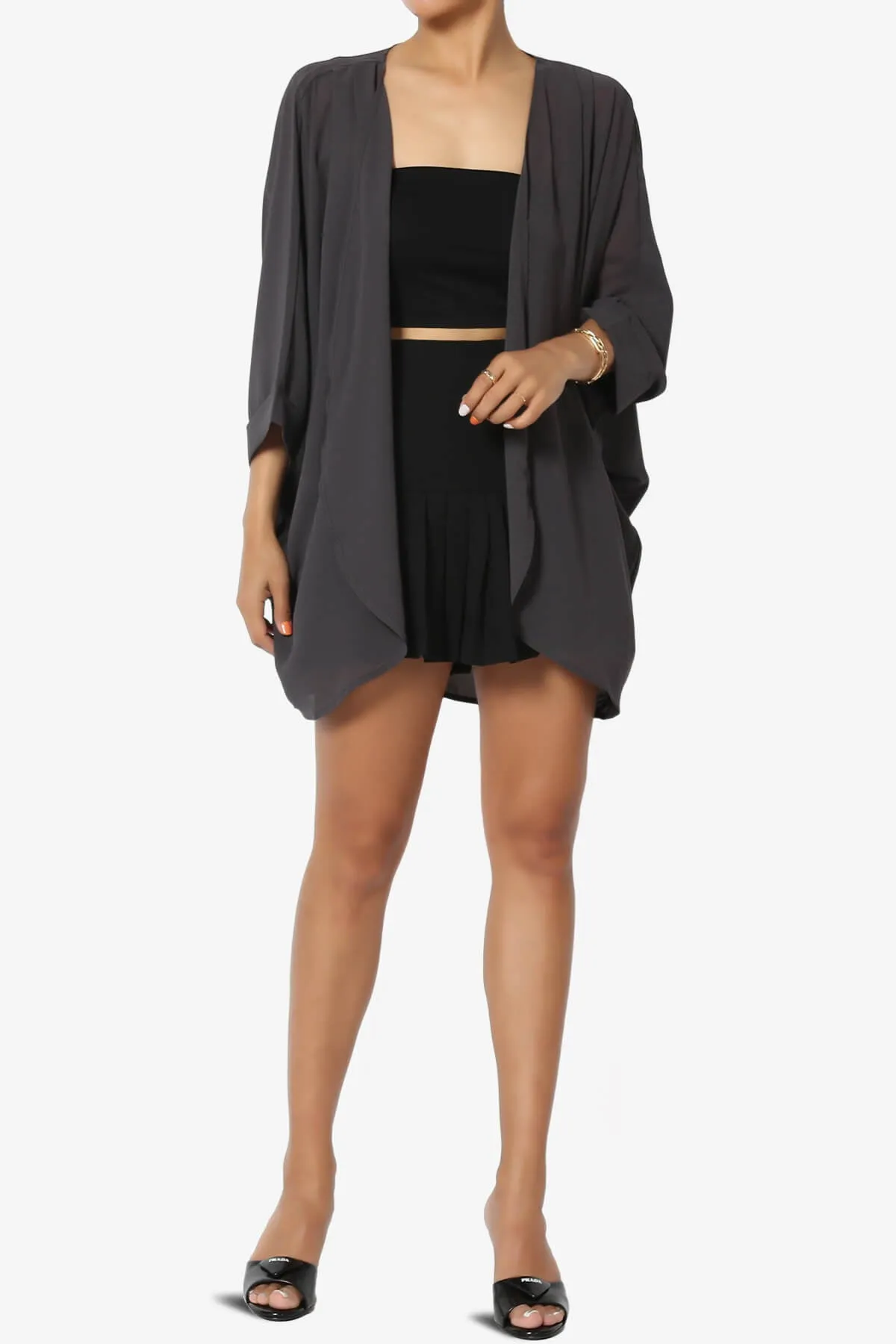 Blivia Pleated Kimono Chiffon Cardigan PLUS