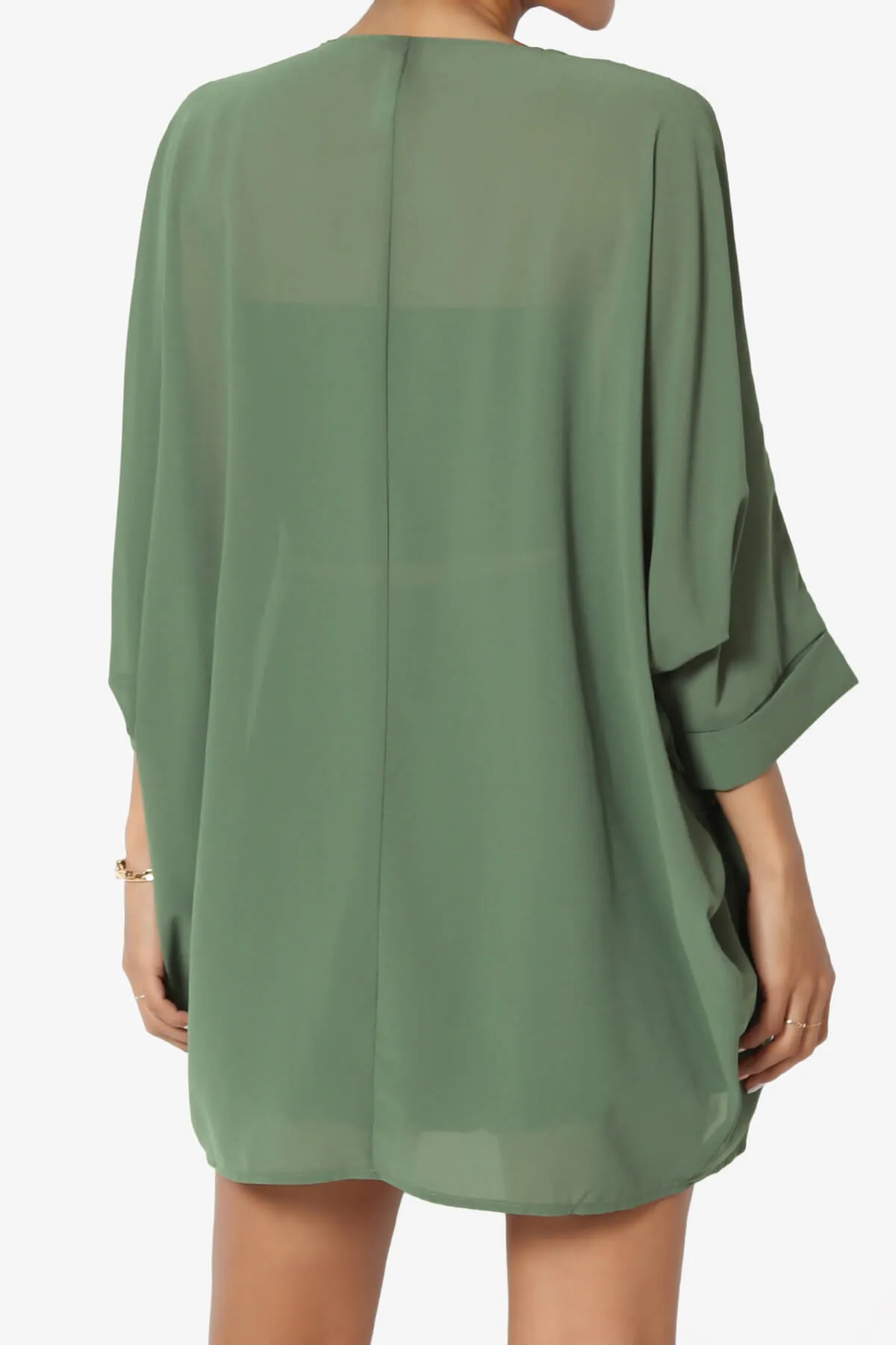 Blivia Pleated Kimono Chiffon Cardigan PLUS