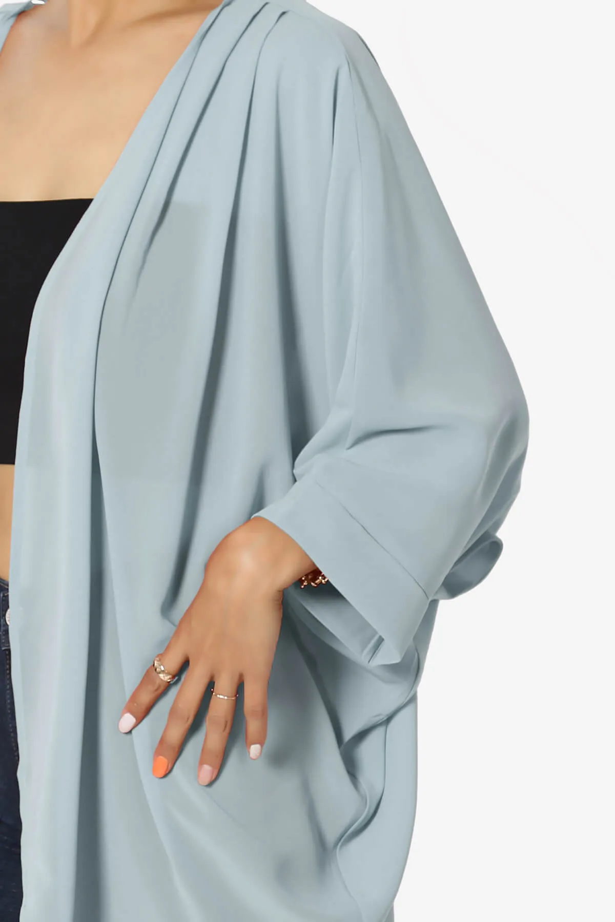 Blivia Pleated Kimono Chiffon Cardigan PLUS