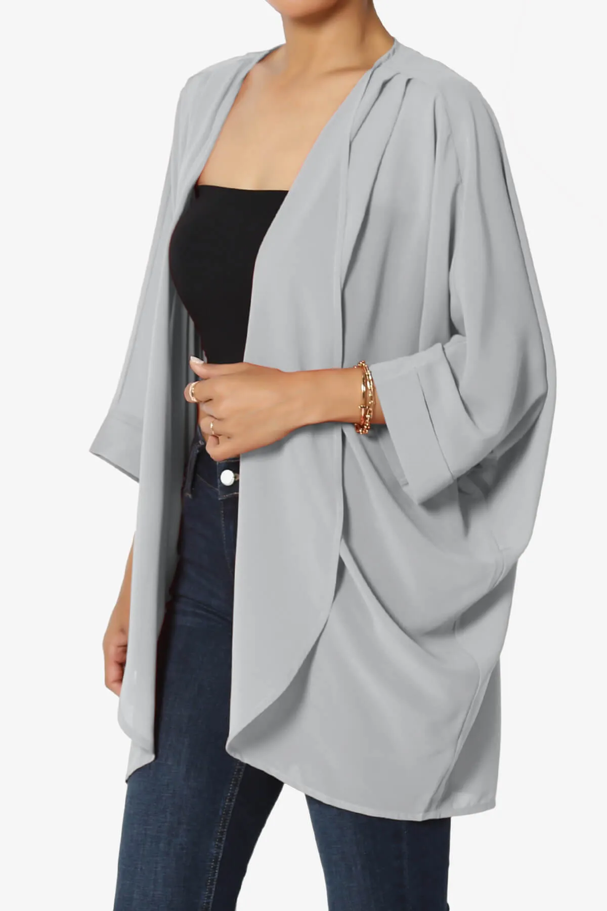 Blivia Pleated Kimono Chiffon Cardigan PLUS
