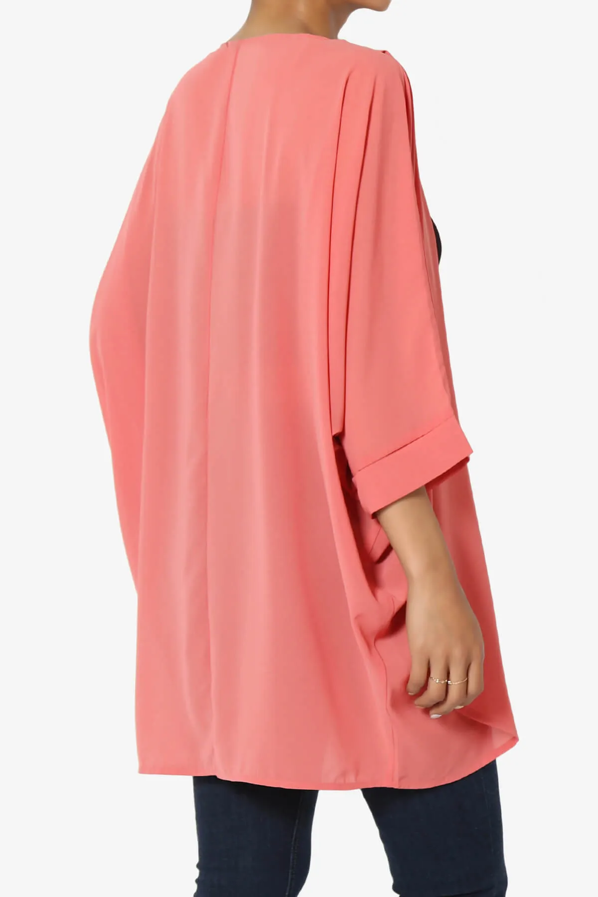 Blivia Pleated Kimono Chiffon Cardigan PLUS