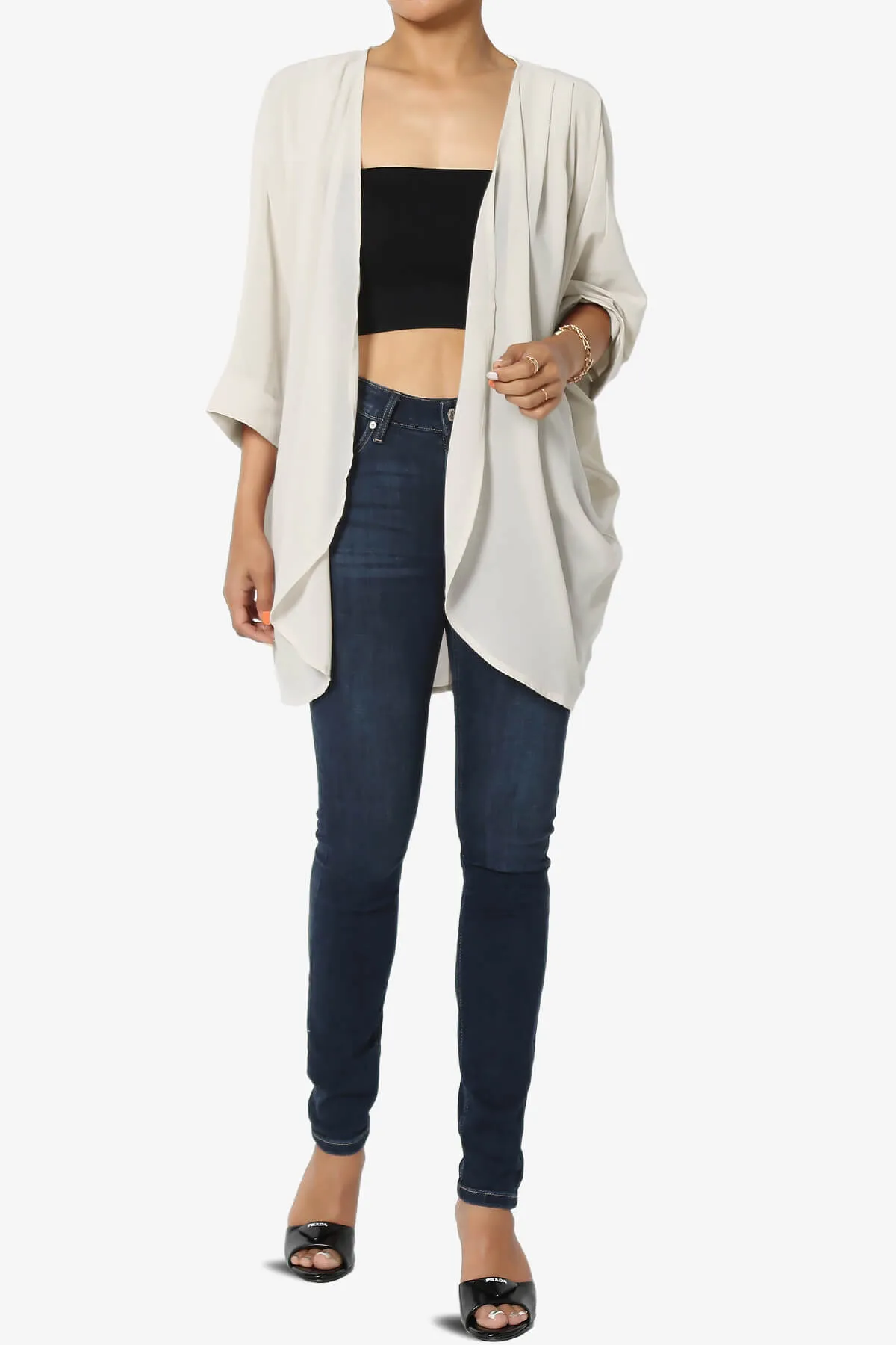Blivia Pleated Kimono Chiffon Cardigan PLUS