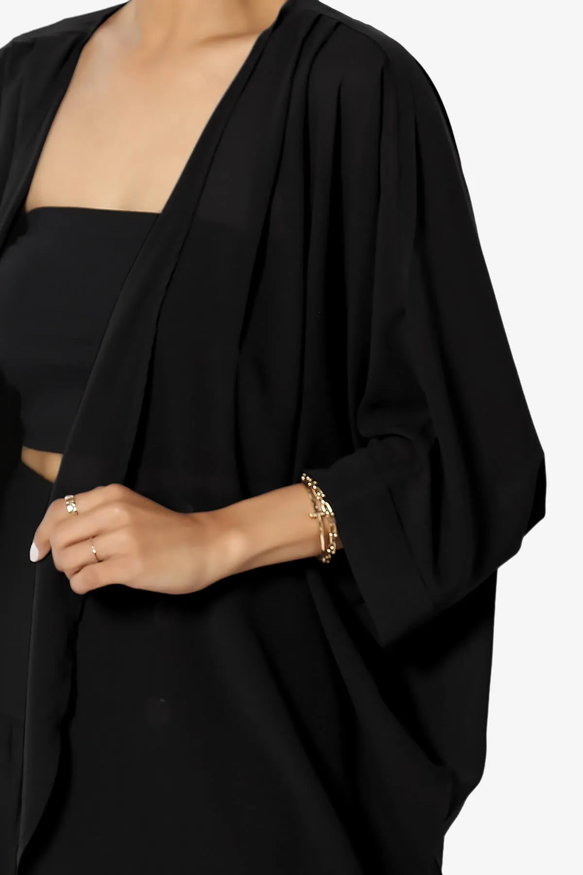 Blivia Pleated Kimono Chiffon Cardigan PLUS