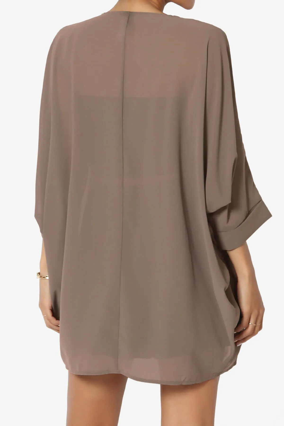Blivia Pleated Kimono Chiffon Cardigan PLUS