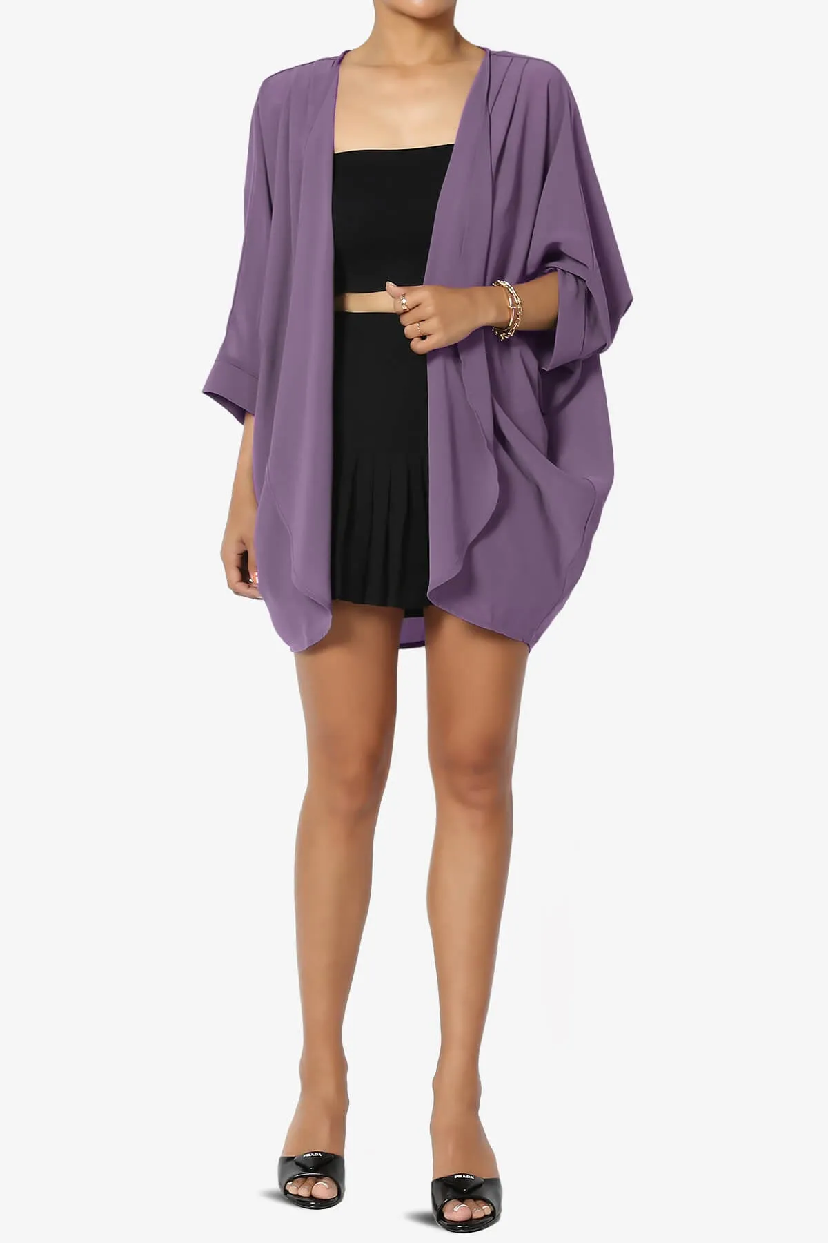 Blivia Pleated Kimono Chiffon Cardigan PLUS