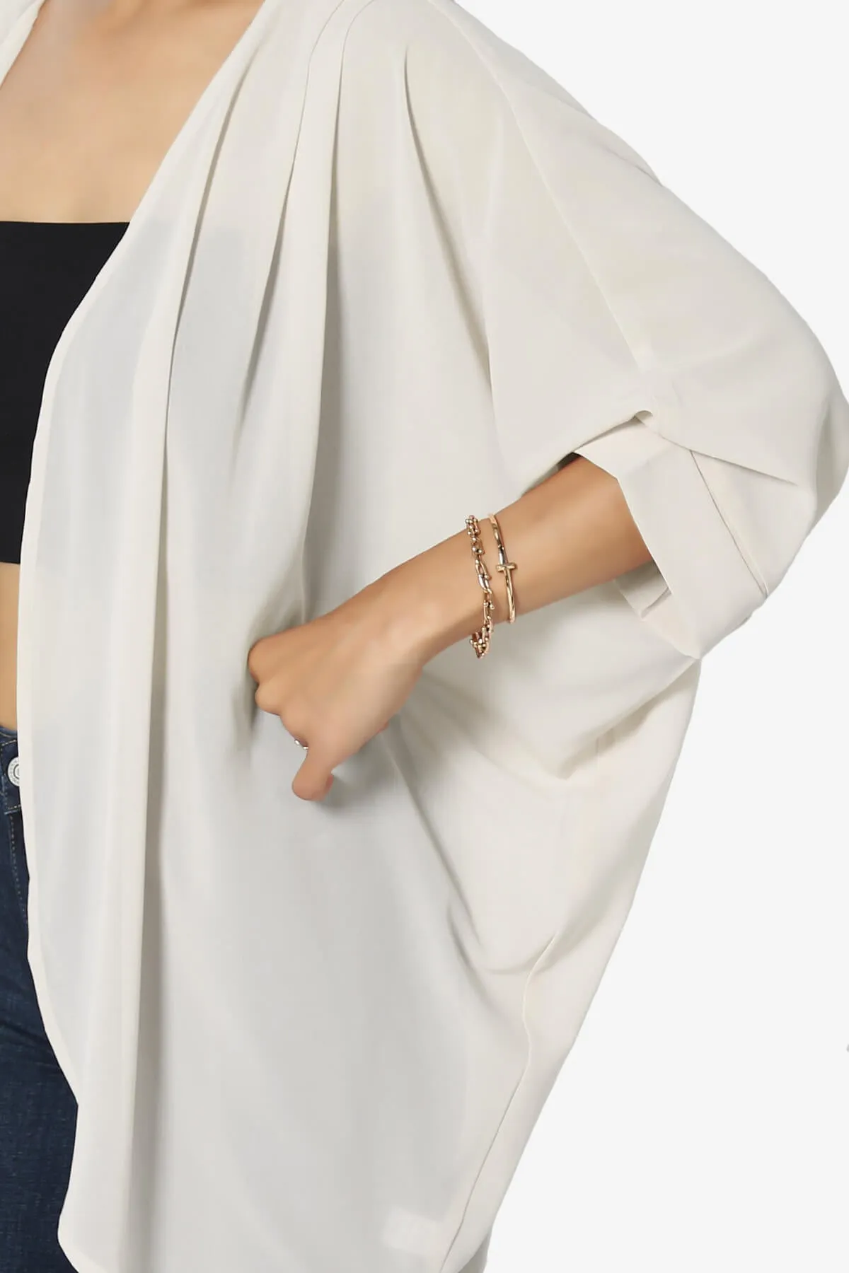 Blivia Pleated Kimono Chiffon Cardigan PLUS