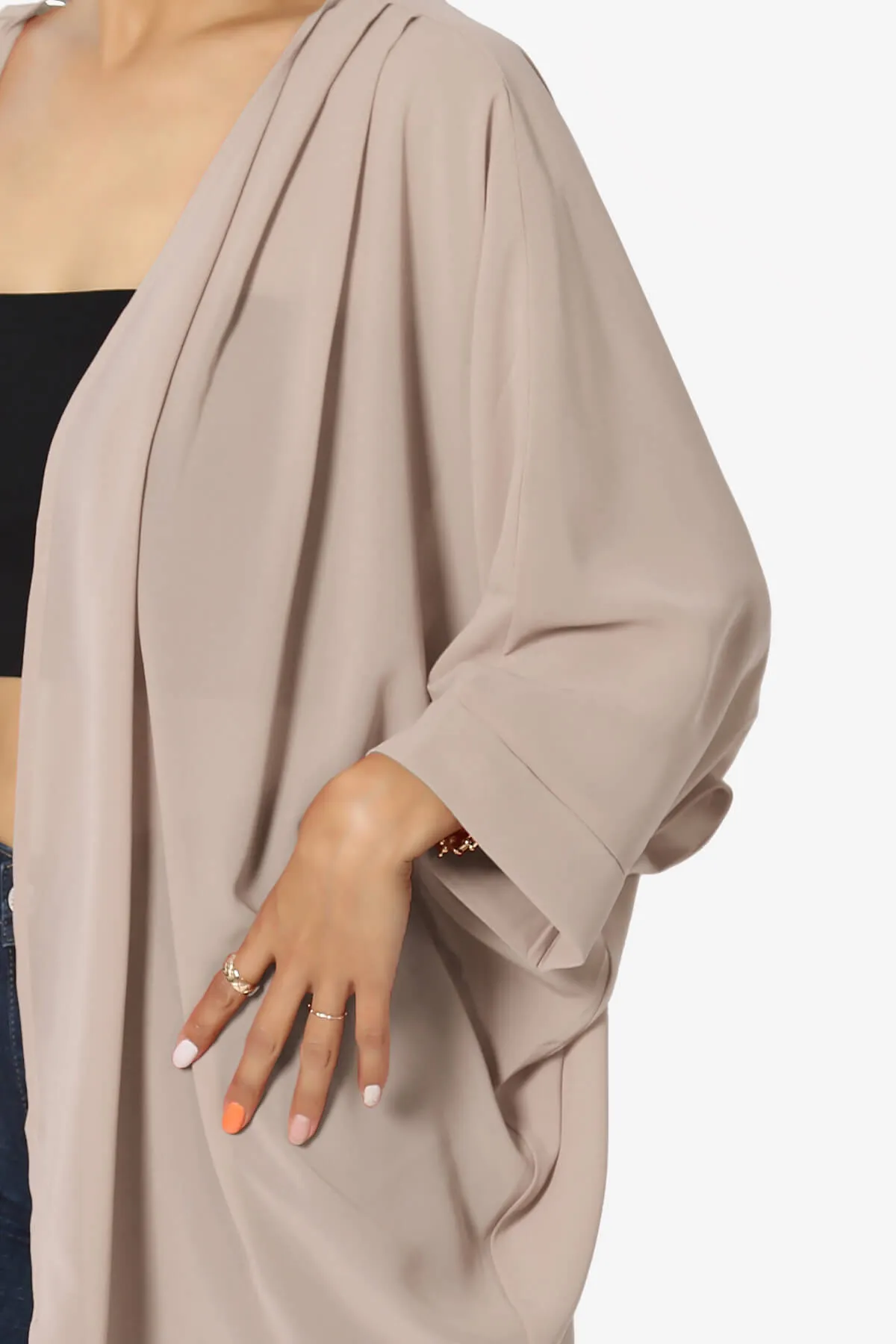 Blivia Pleated Kimono Chiffon Cardigan PLUS
