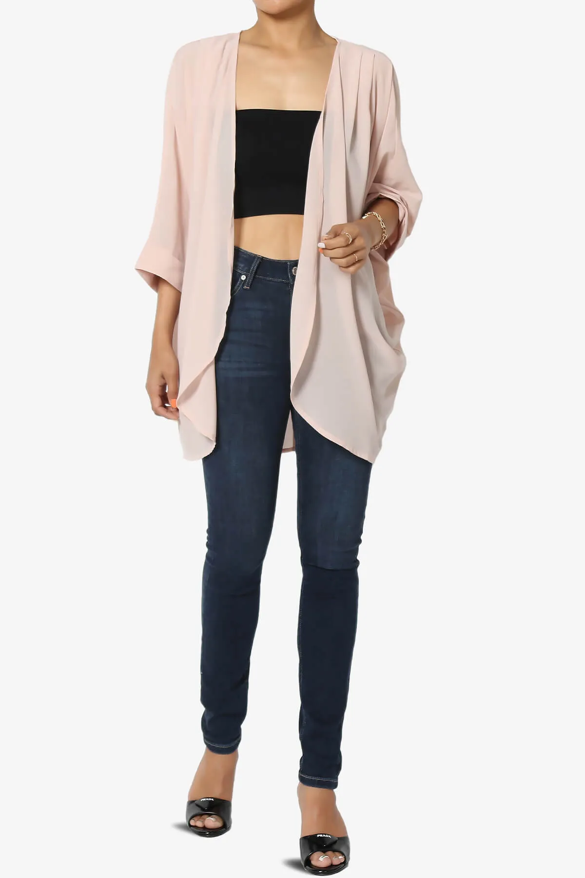 Blivia Pleated Kimono Chiffon Cardigan PLUS
