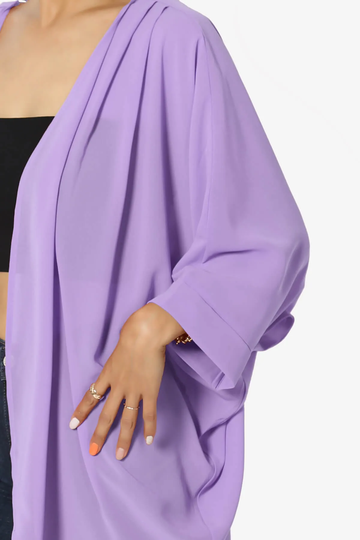 Blivia Pleated Kimono Chiffon Cardigan PLUS