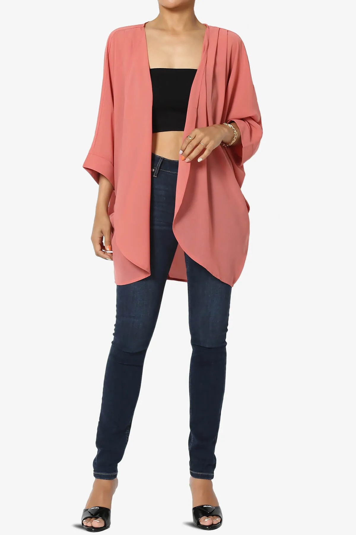 Blivia Pleated Kimono Chiffon Cardigan PLUS