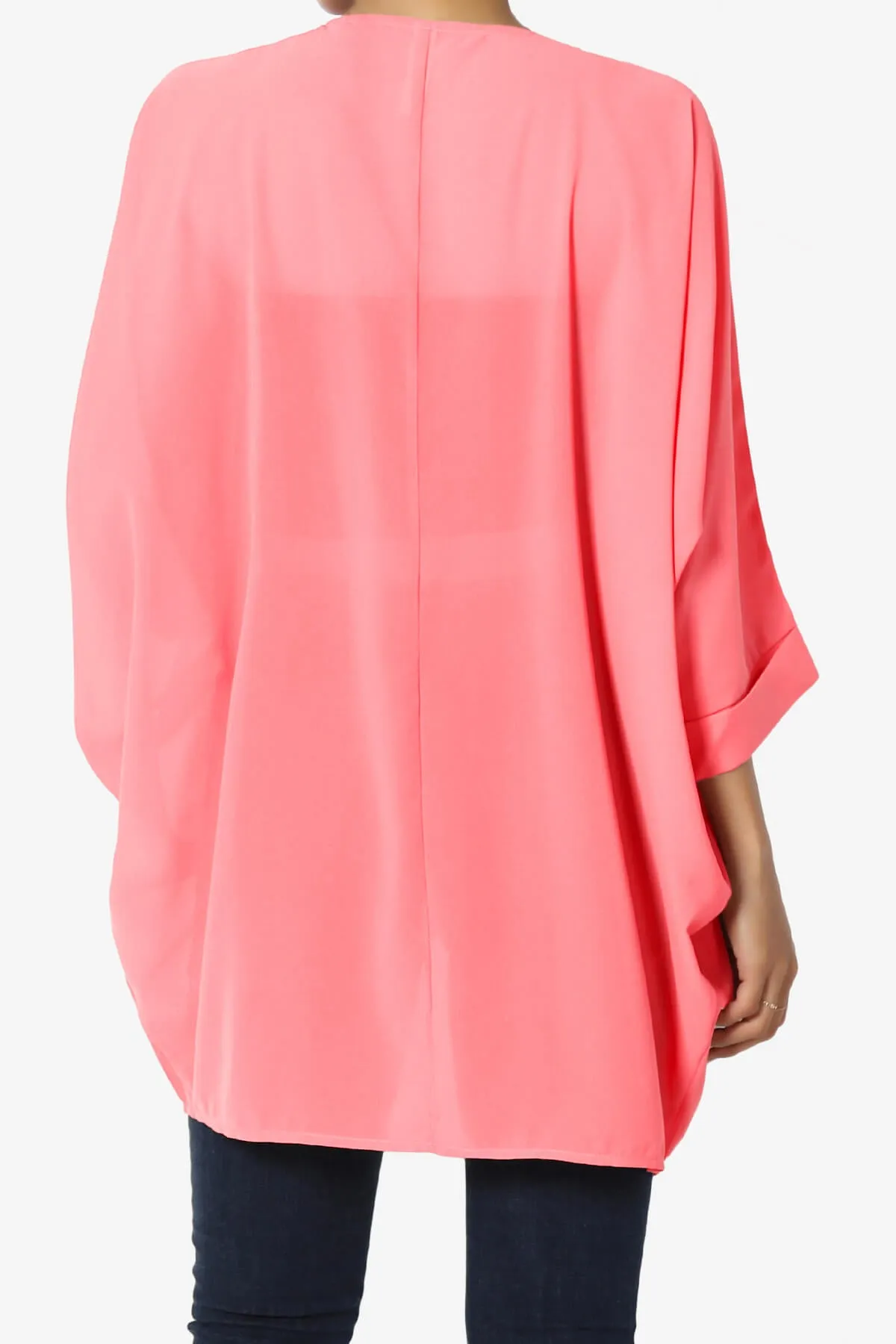 Blivia Pleated Kimono Chiffon Cardigan PLUS
