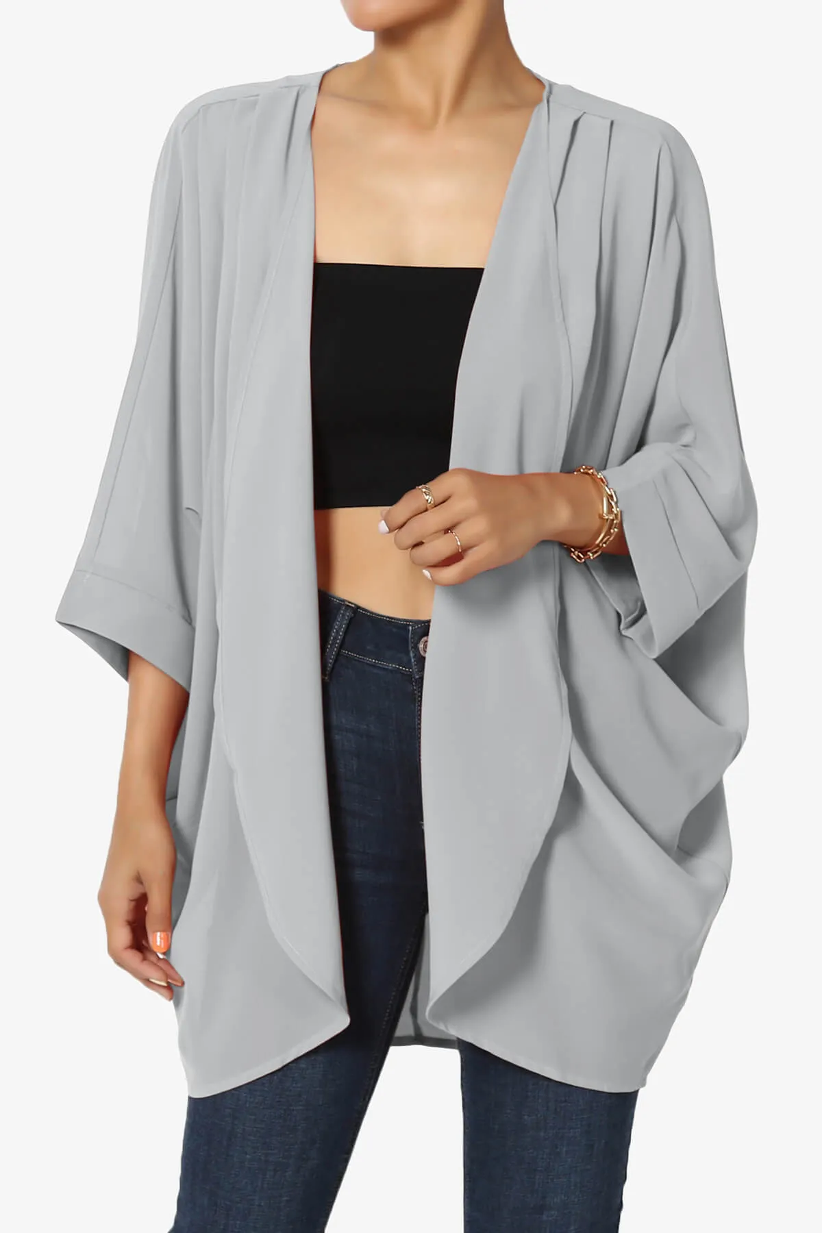 Blivia Pleated Kimono Chiffon Cardigan PLUS