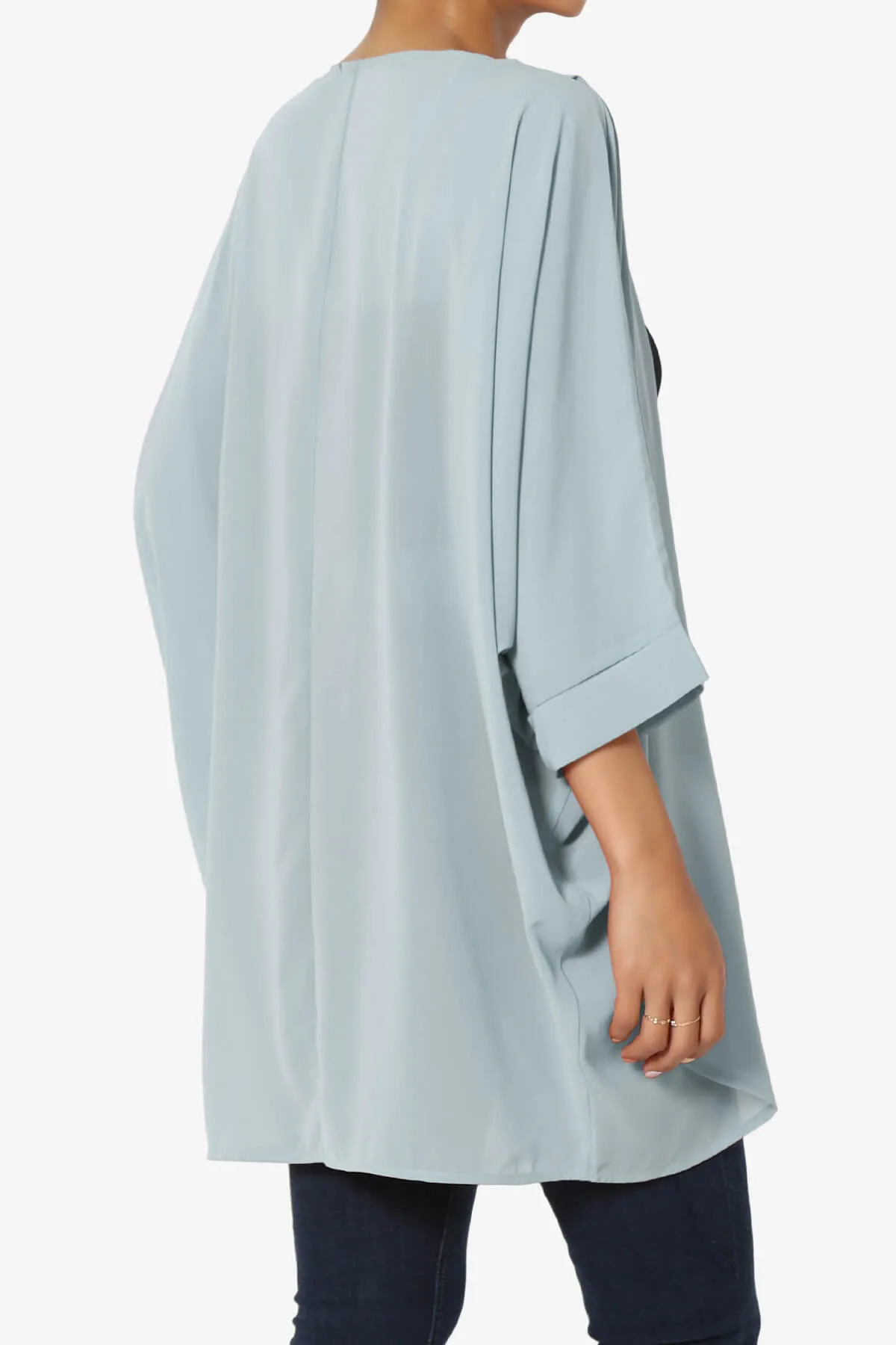 Blivia Pleated Kimono Chiffon Cardigan PLUS