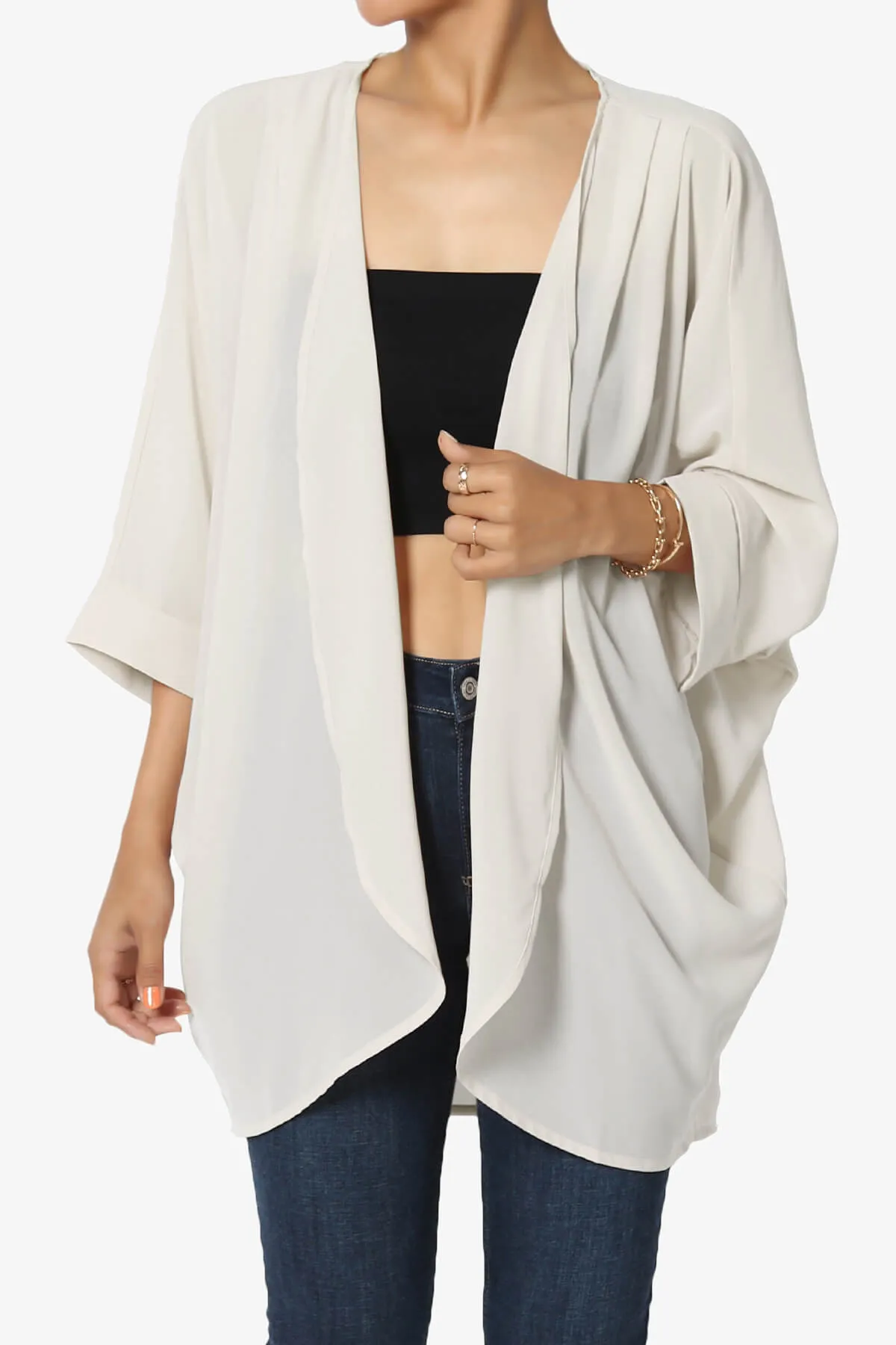 Blivia Pleated Kimono Chiffon Cardigan PLUS