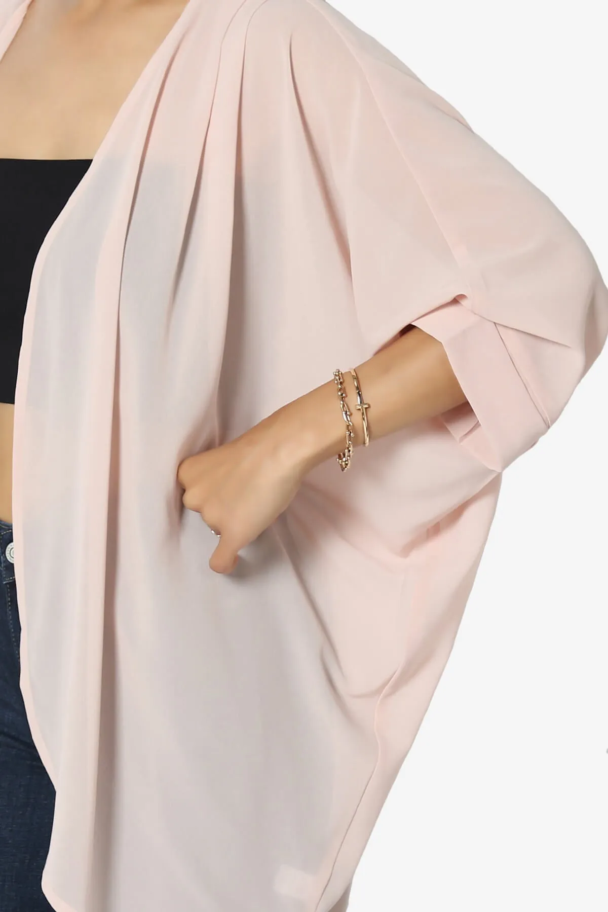 Blivia Pleated Kimono Chiffon Cardigan PLUS