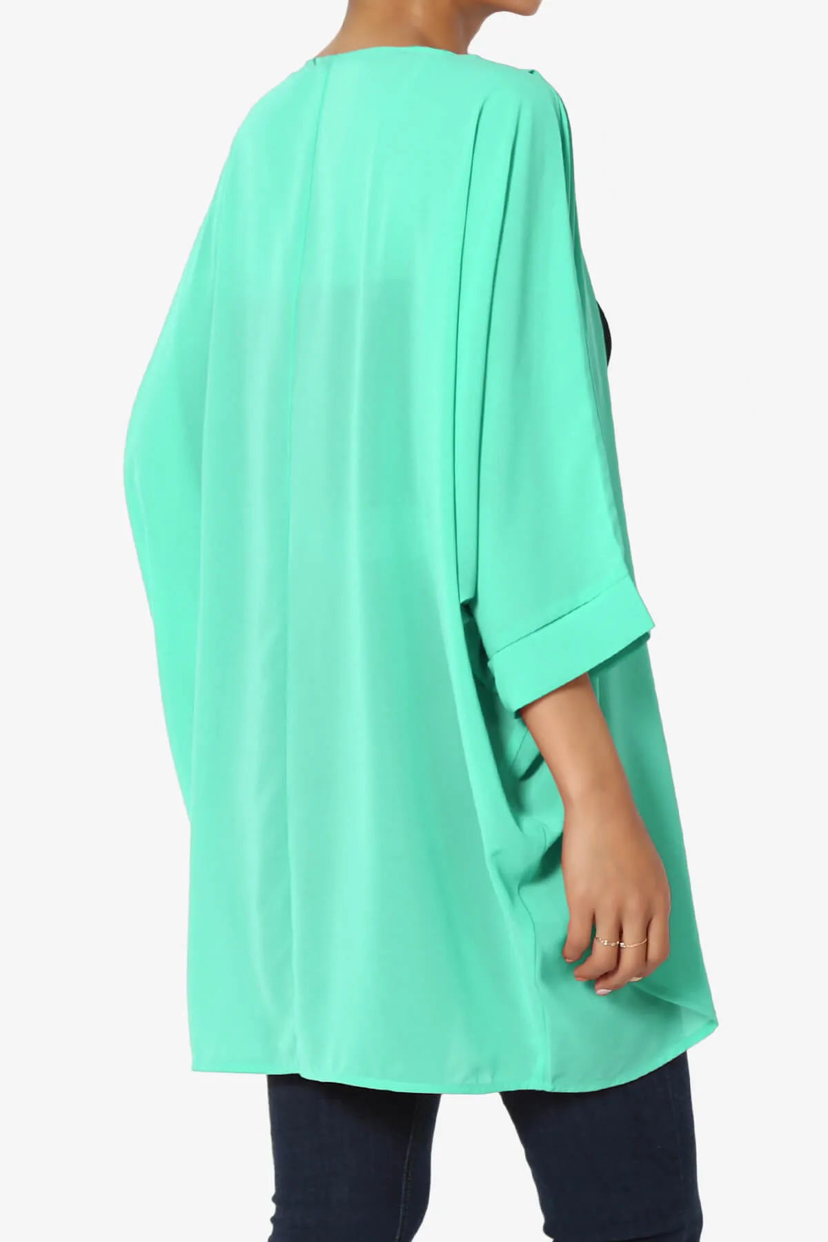Blivia Pleated Kimono Chiffon Cardigan PLUS