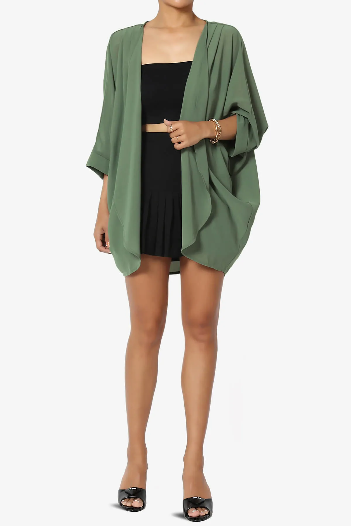 Blivia Pleated Kimono Chiffon Cardigan PLUS