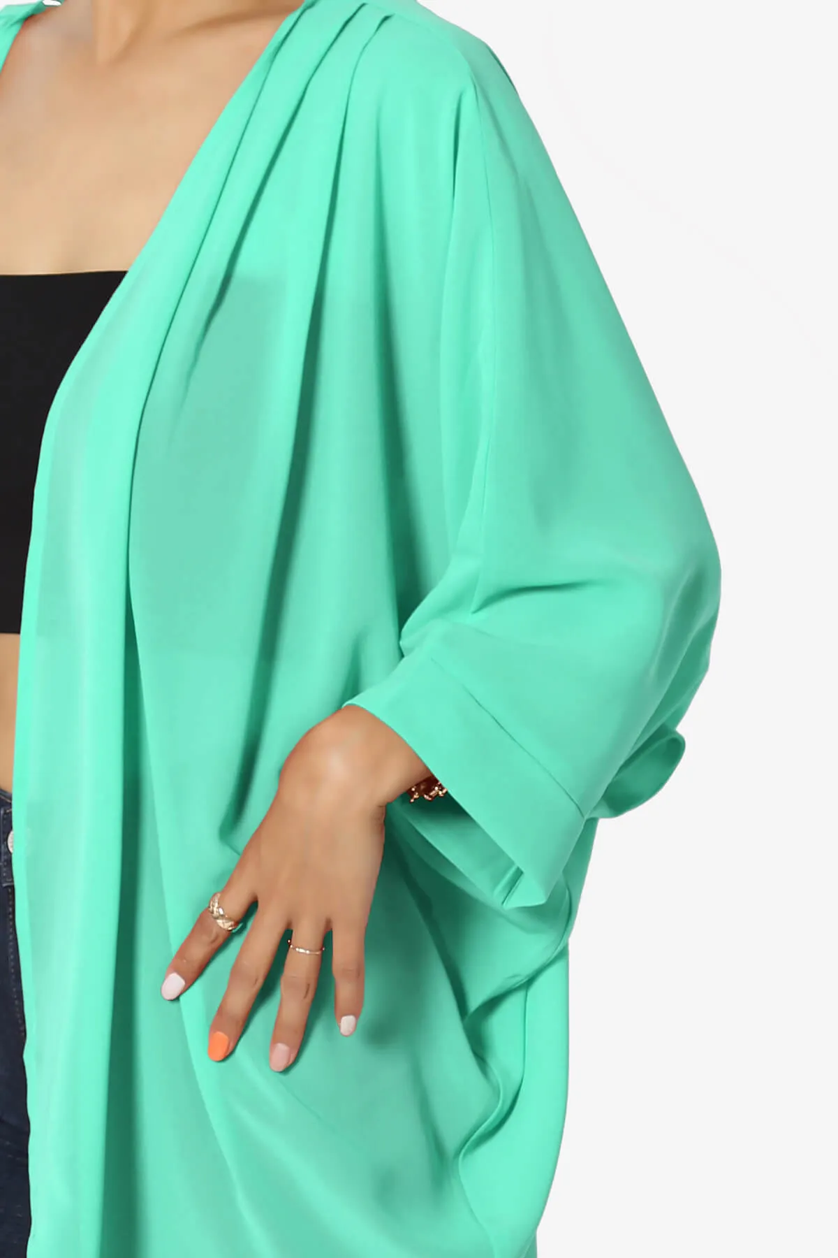 Blivia Pleated Kimono Chiffon Cardigan PLUS