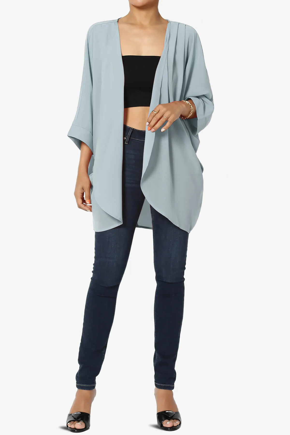 Blivia Pleated Kimono Chiffon Cardigan PLUS