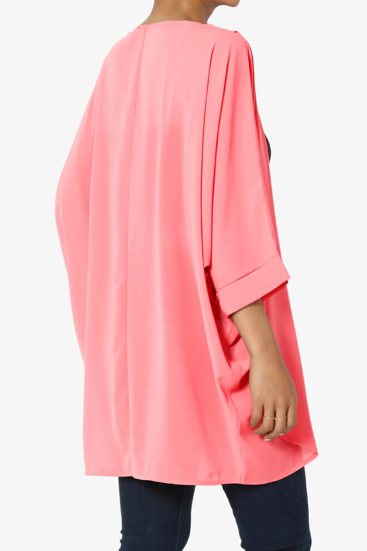 Blivia Pleated Kimono Chiffon Cardigan PLUS