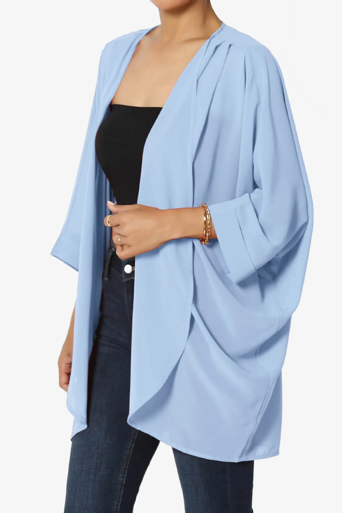 Blivia Pleated Kimono Chiffon Cardigan PLUS