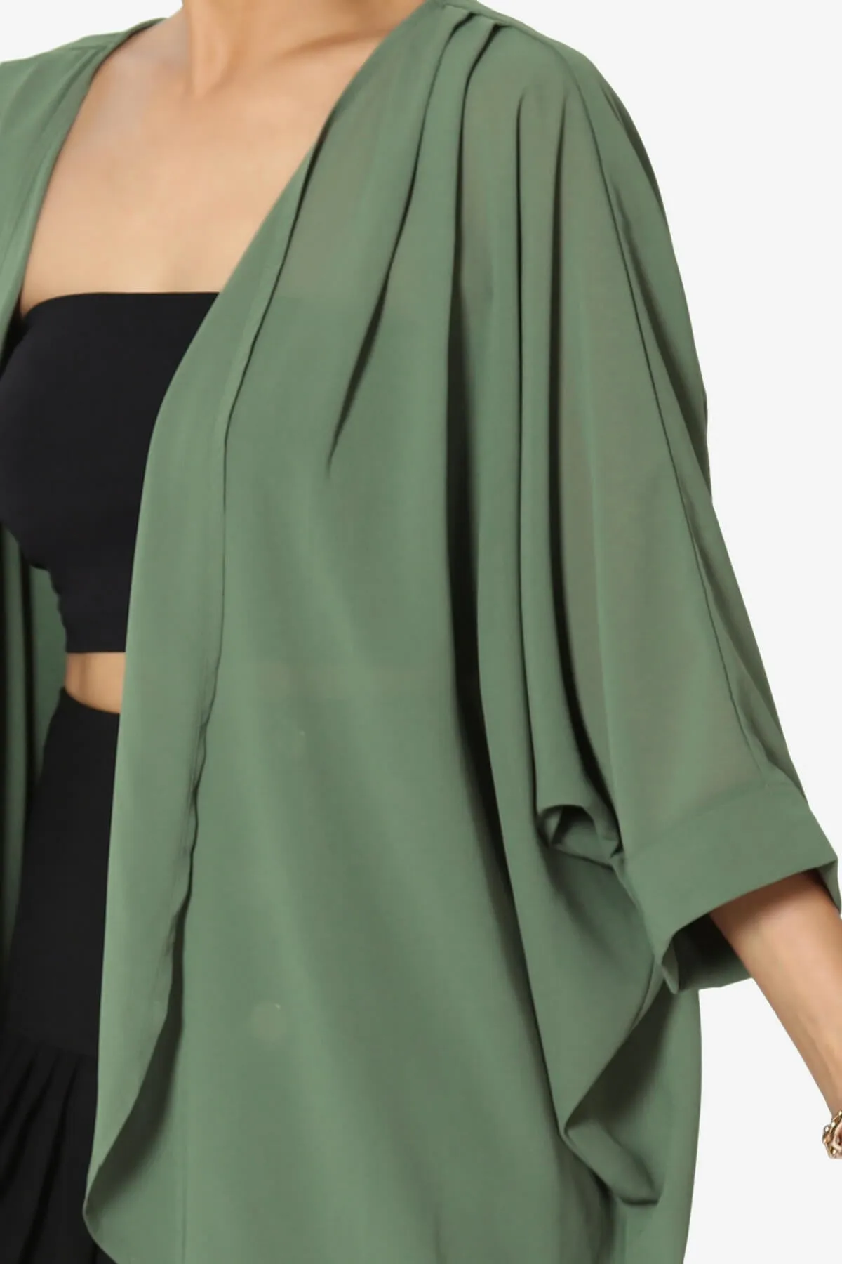 Blivia Pleated Kimono Chiffon Cardigan PLUS