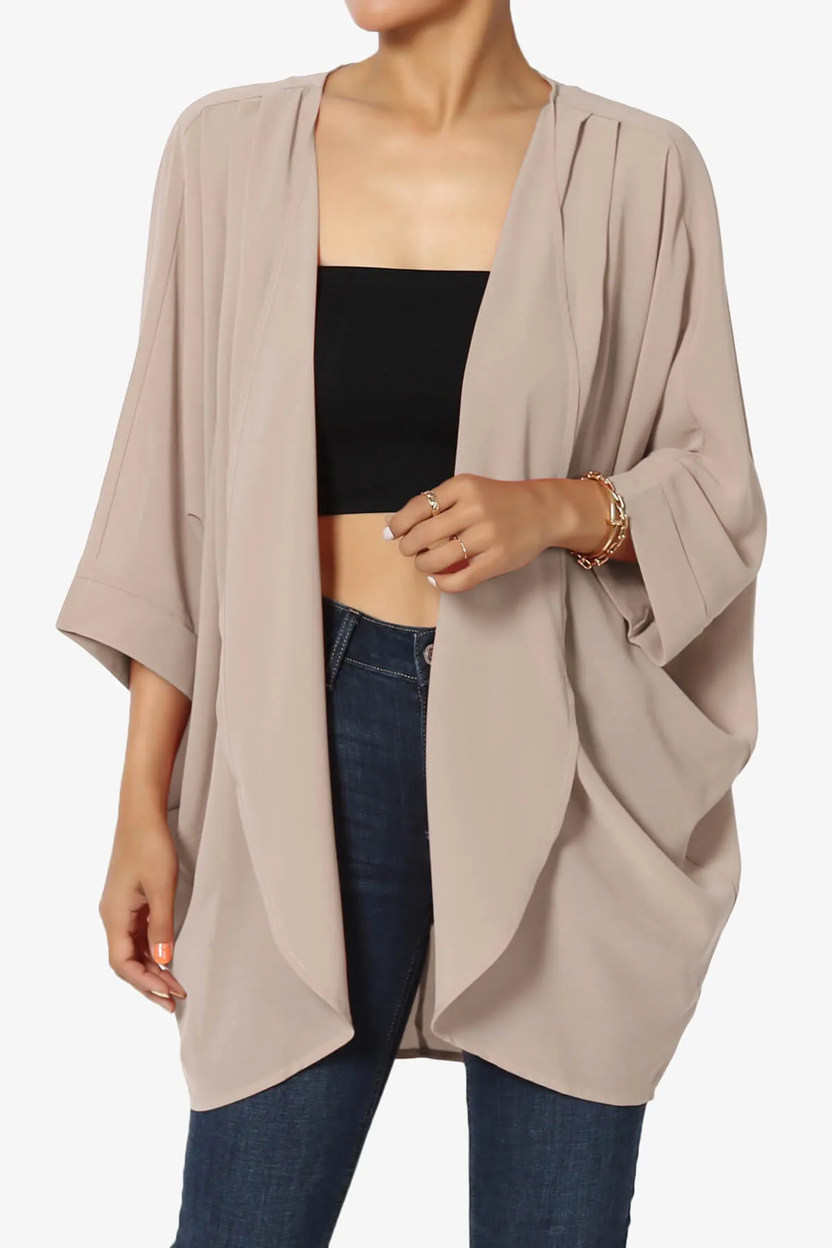 Blivia Pleated Kimono Chiffon Cardigan PLUS