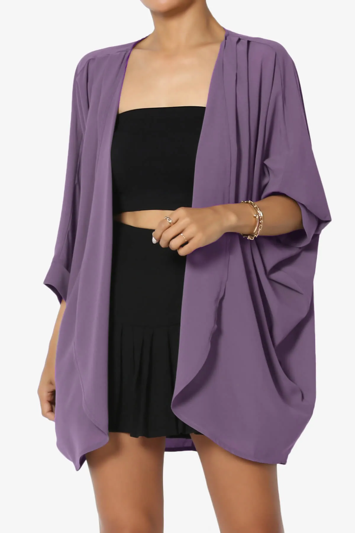 Blivia Pleated Kimono Chiffon Cardigan PLUS