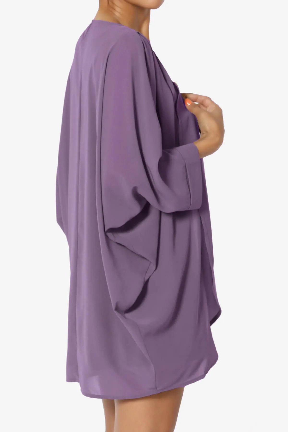 Blivia Pleated Kimono Chiffon Cardigan PLUS
