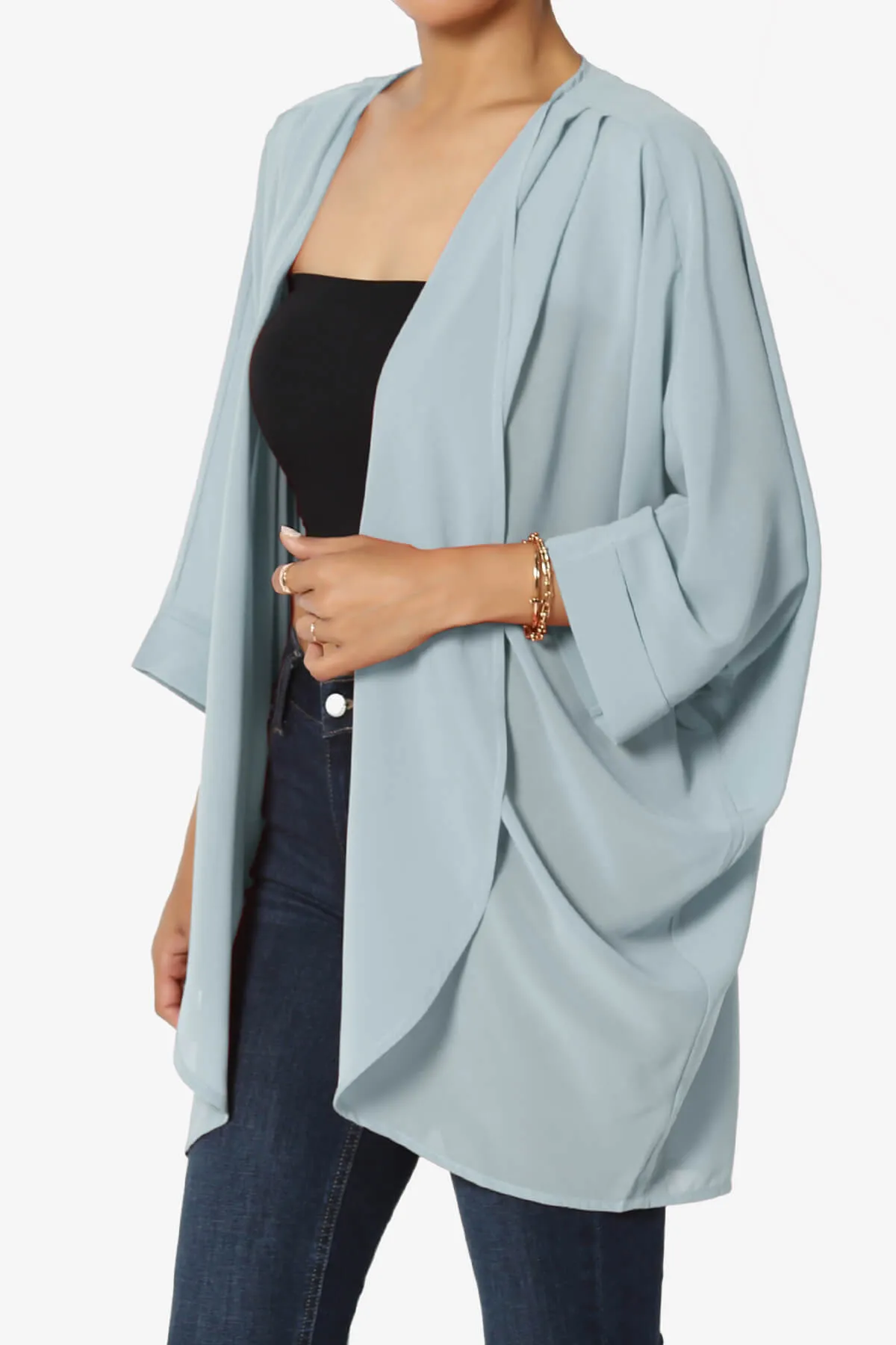 Blivia Pleated Kimono Chiffon Cardigan PLUS