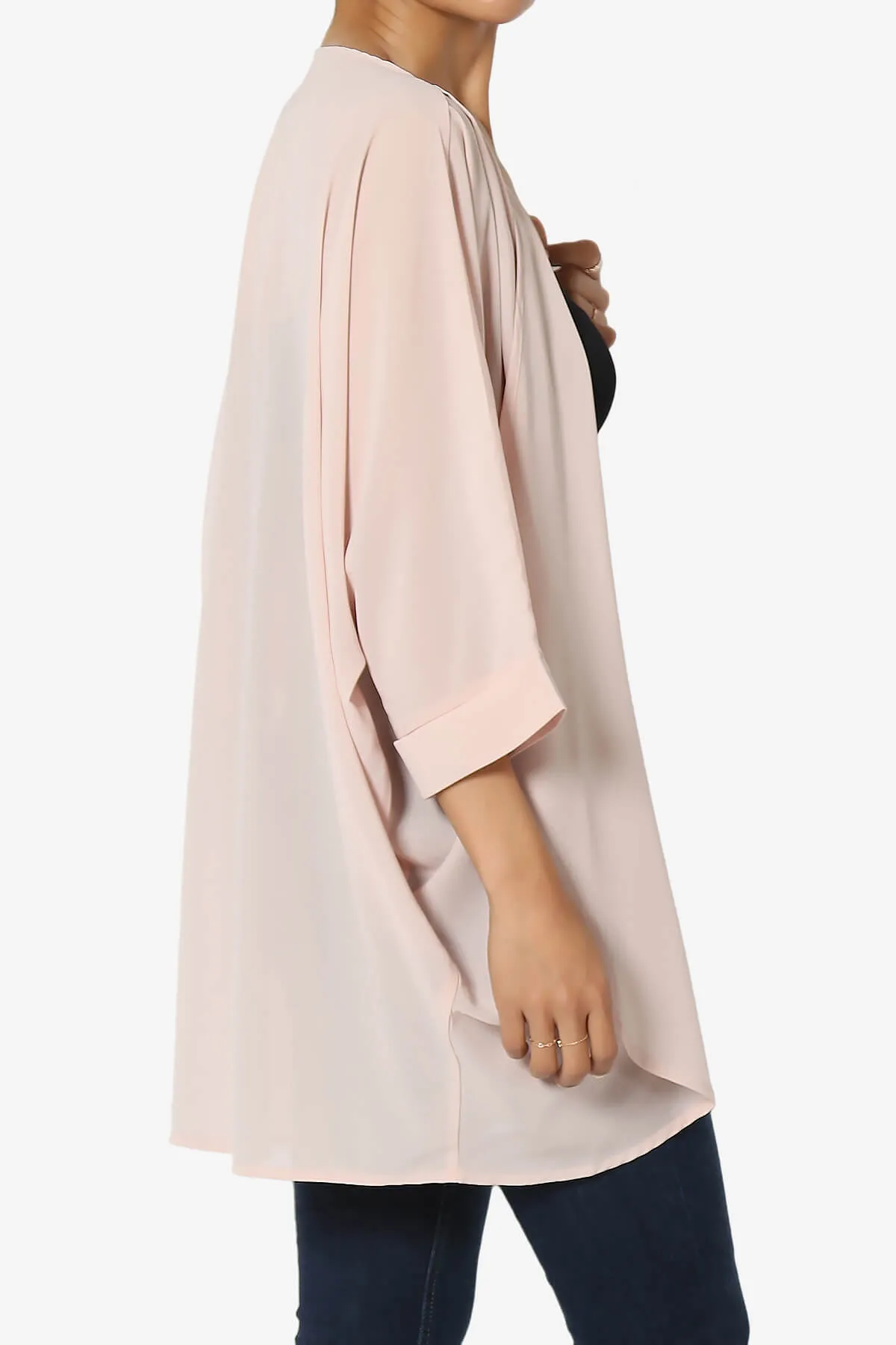 Blivia Pleated Kimono Chiffon Cardigan PLUS
