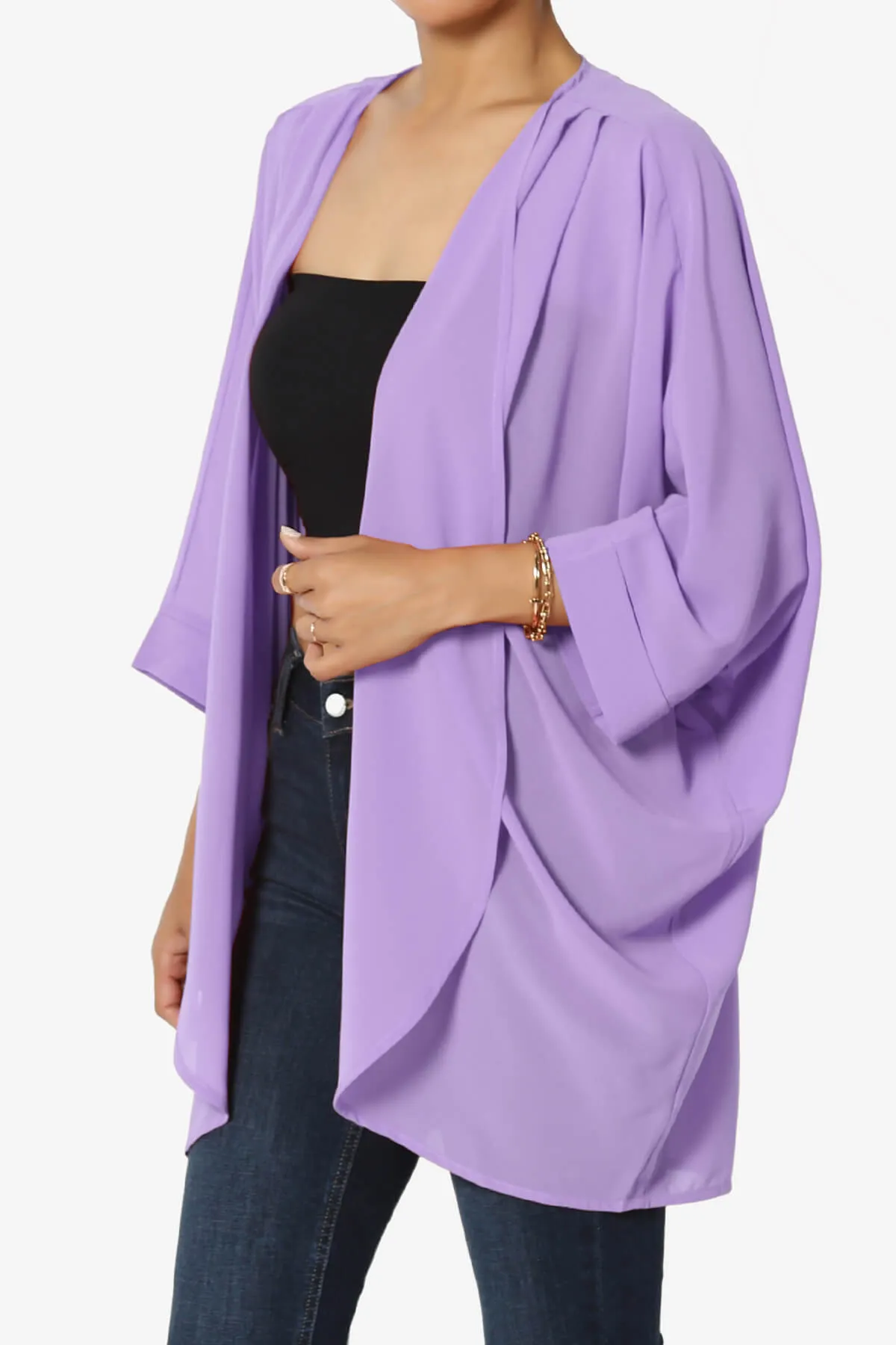 Blivia Pleated Kimono Chiffon Cardigan PLUS