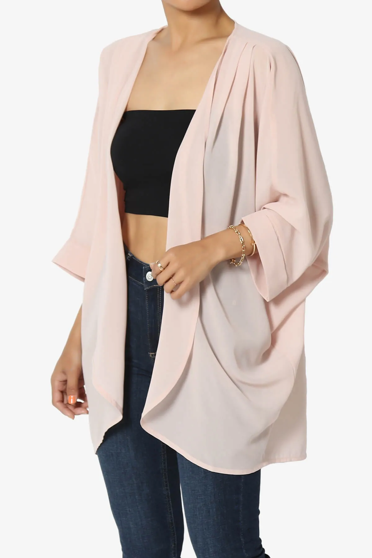 Blivia Pleated Kimono Chiffon Cardigan PLUS