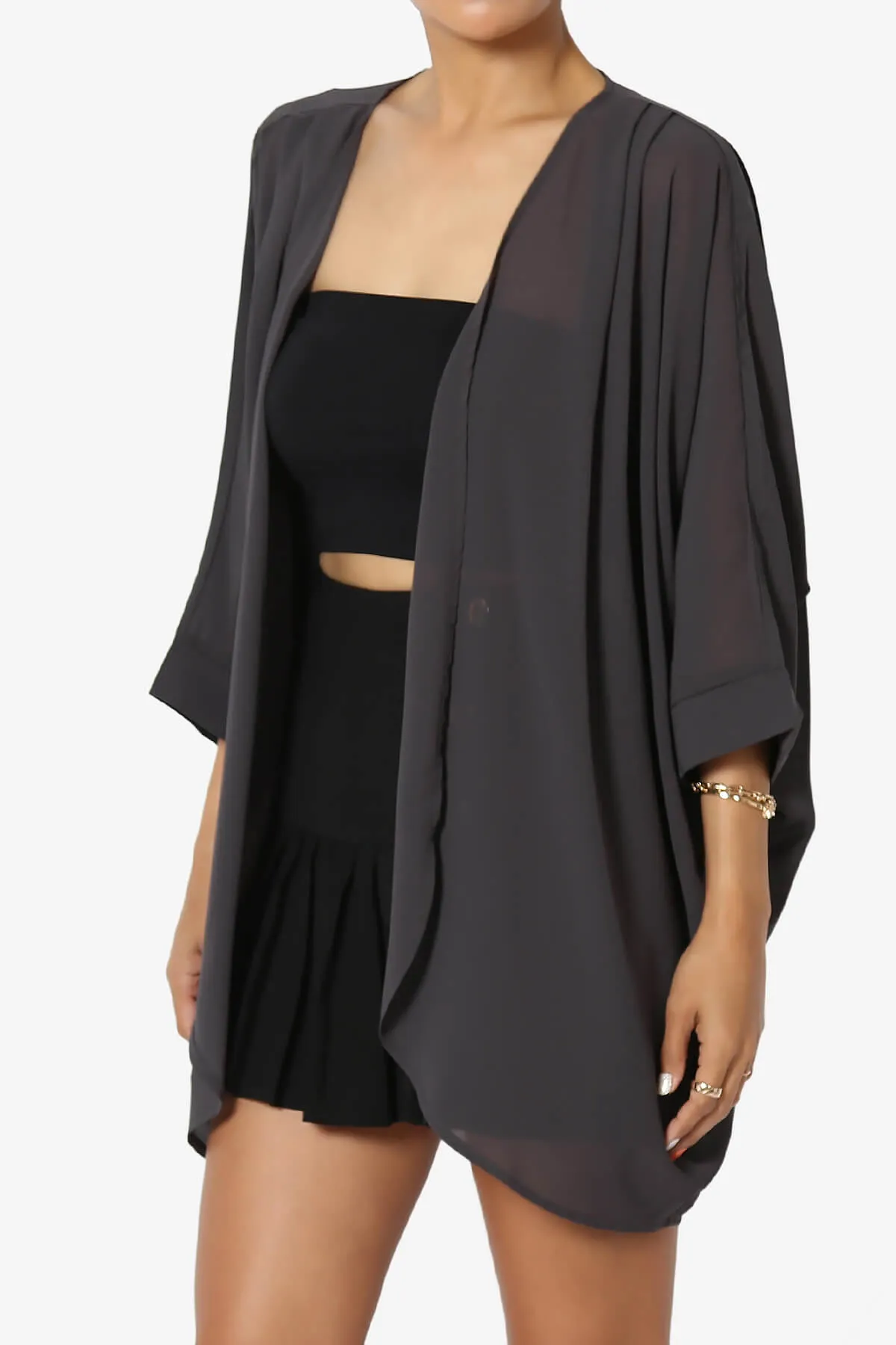 Blivia Pleated Kimono Chiffon Cardigan PLUS