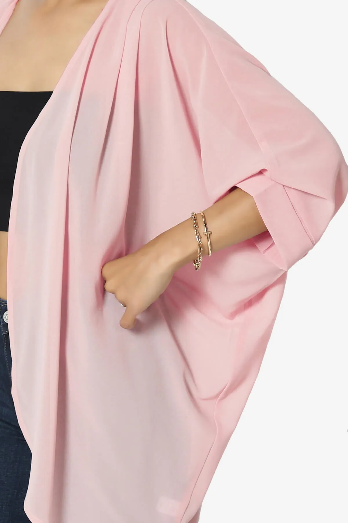 Blivia Pleated Kimono Chiffon Cardigan PLUS