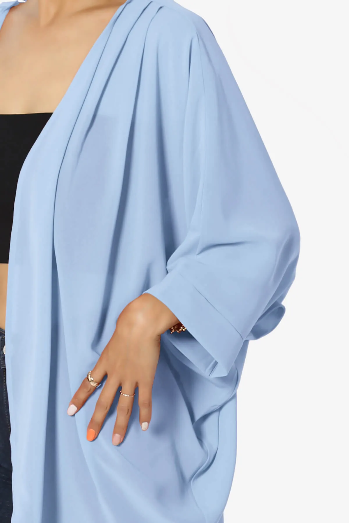 Blivia Pleated Kimono Chiffon Cardigan PLUS