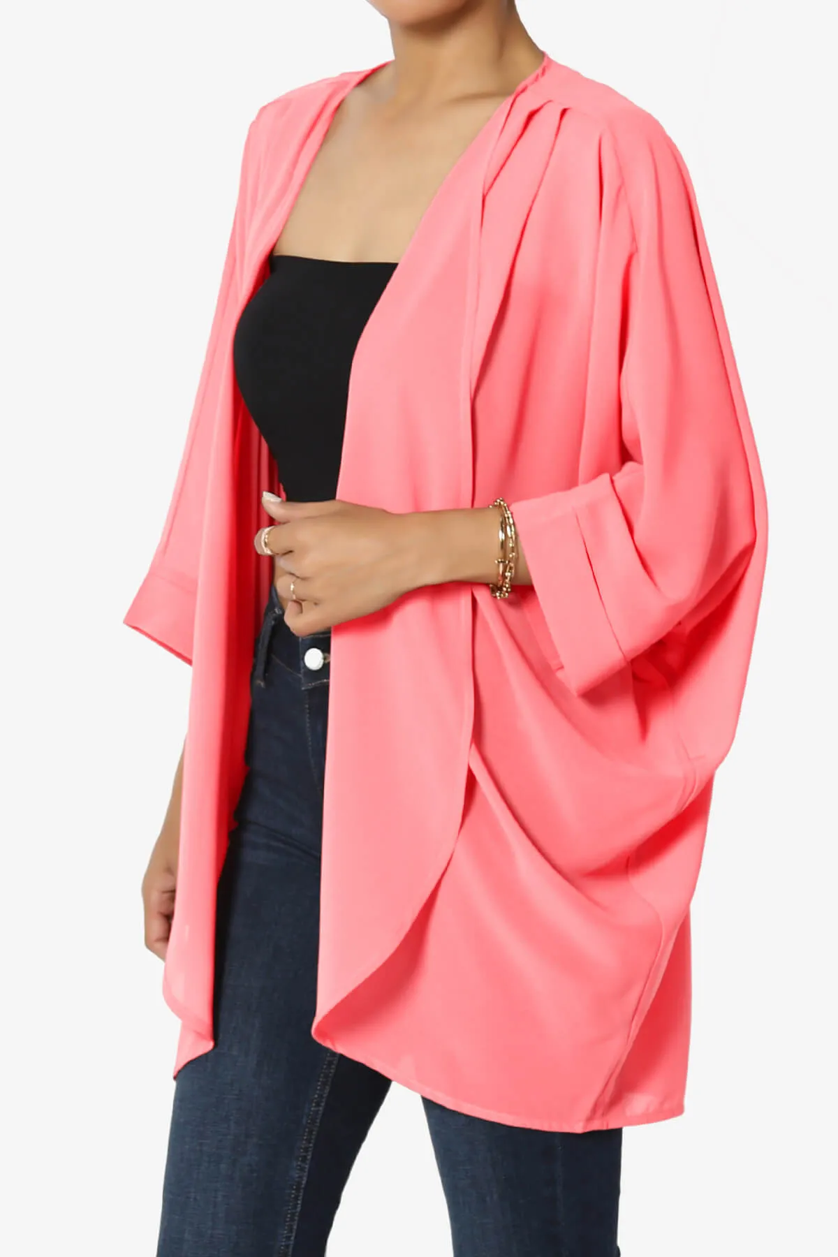 Blivia Pleated Kimono Chiffon Cardigan PLUS