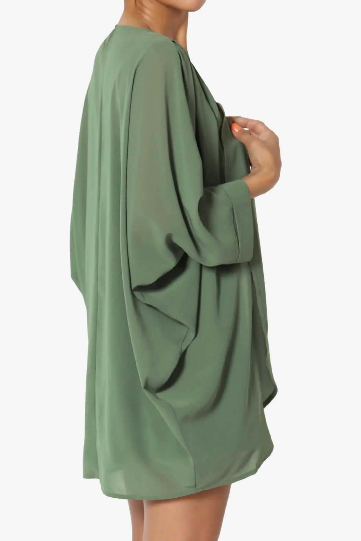 Blivia Pleated Kimono Chiffon Cardigan PLUS