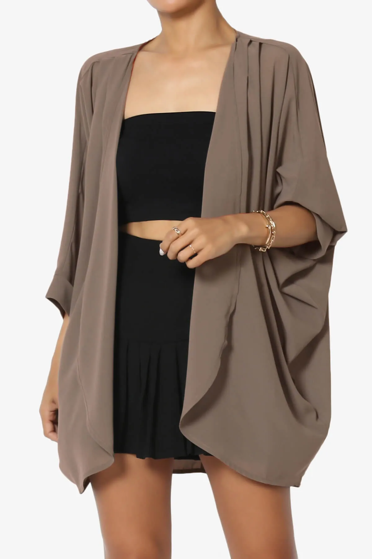 Blivia Pleated Kimono Chiffon Cardigan PLUS